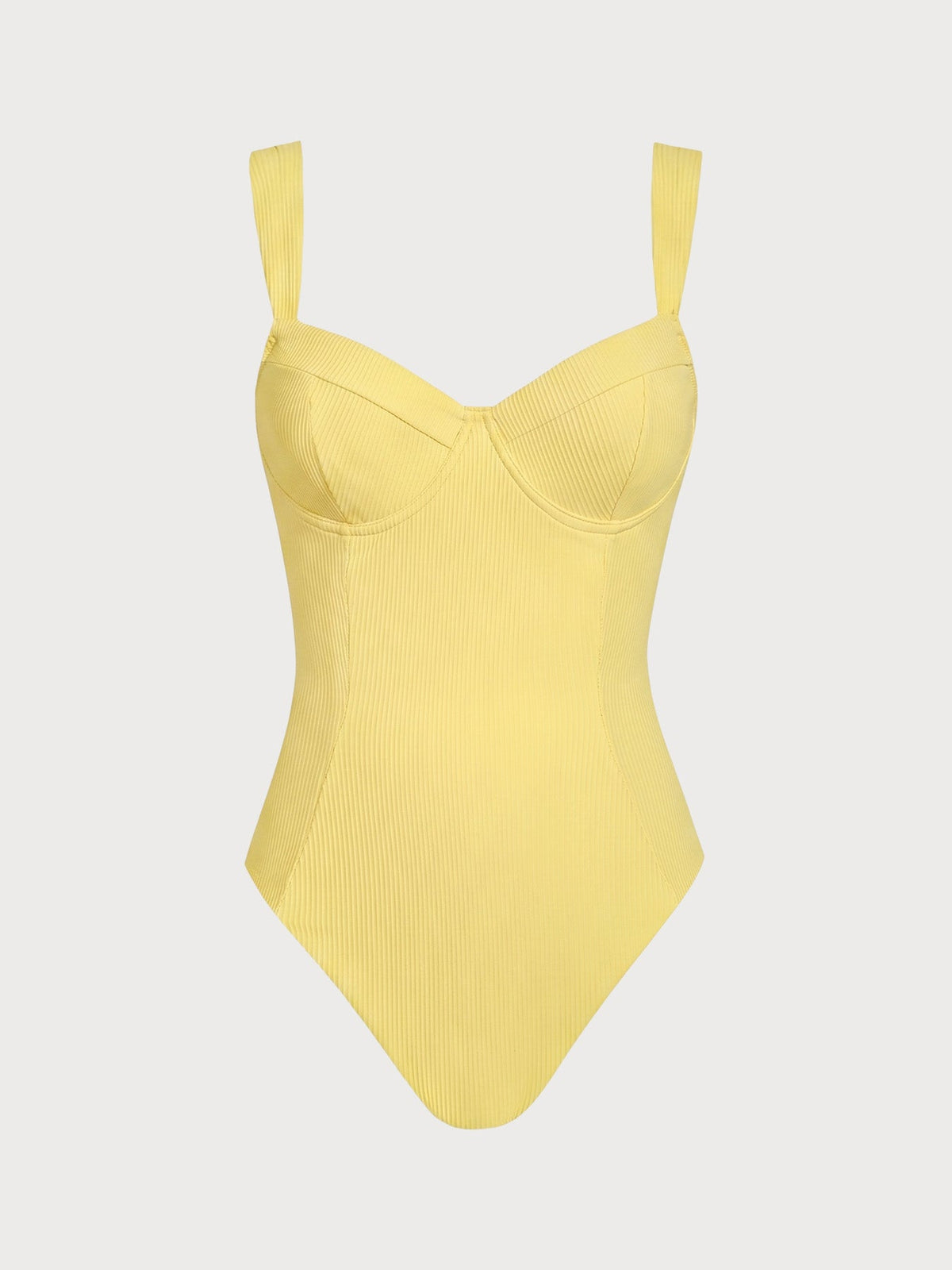 Yellow Cross Back Tummy Control One-Piece Swimsuit