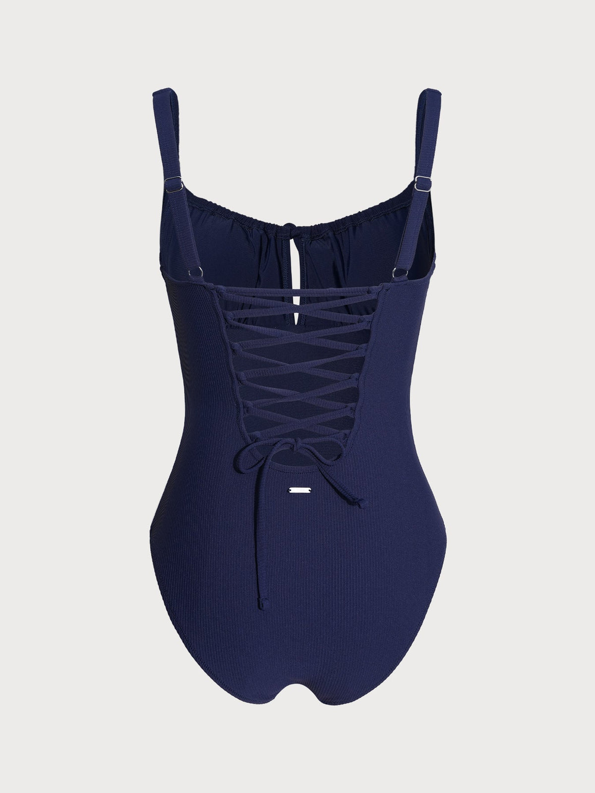 Navy Ribbed Tie One-Piece Swimsuit