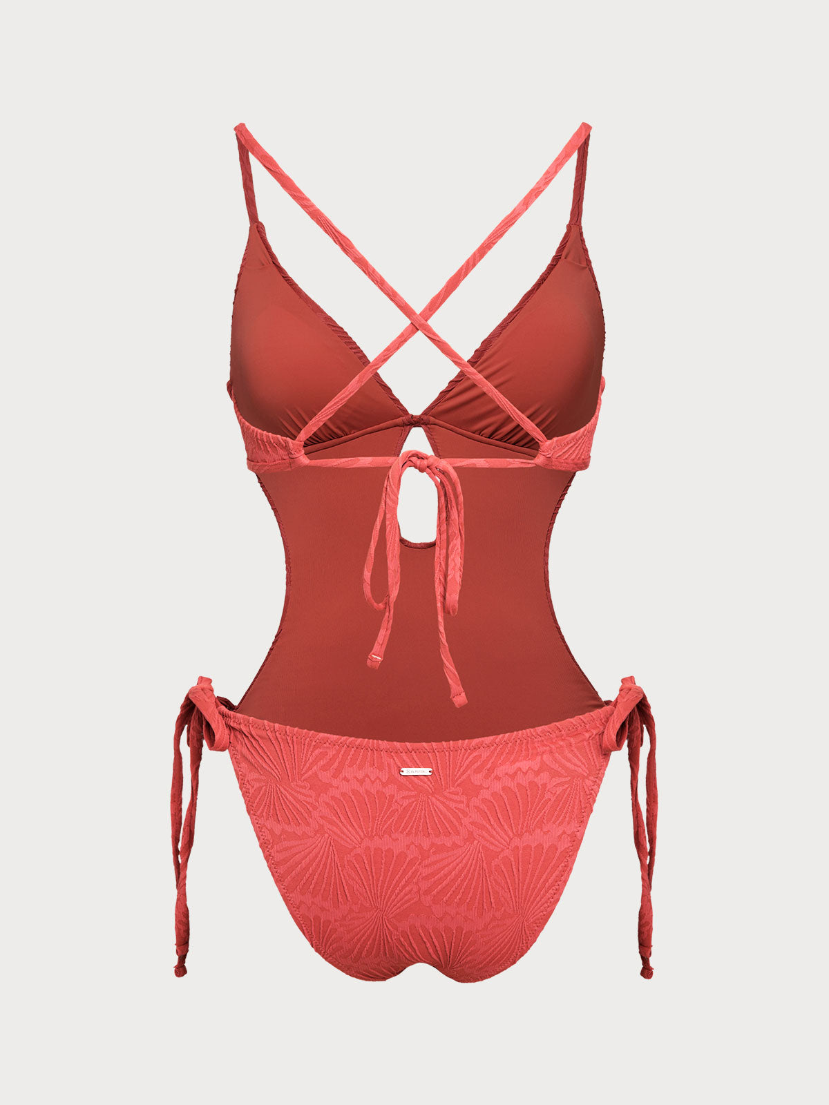 Red Jacquard X Cross One-Piece Swimsuit