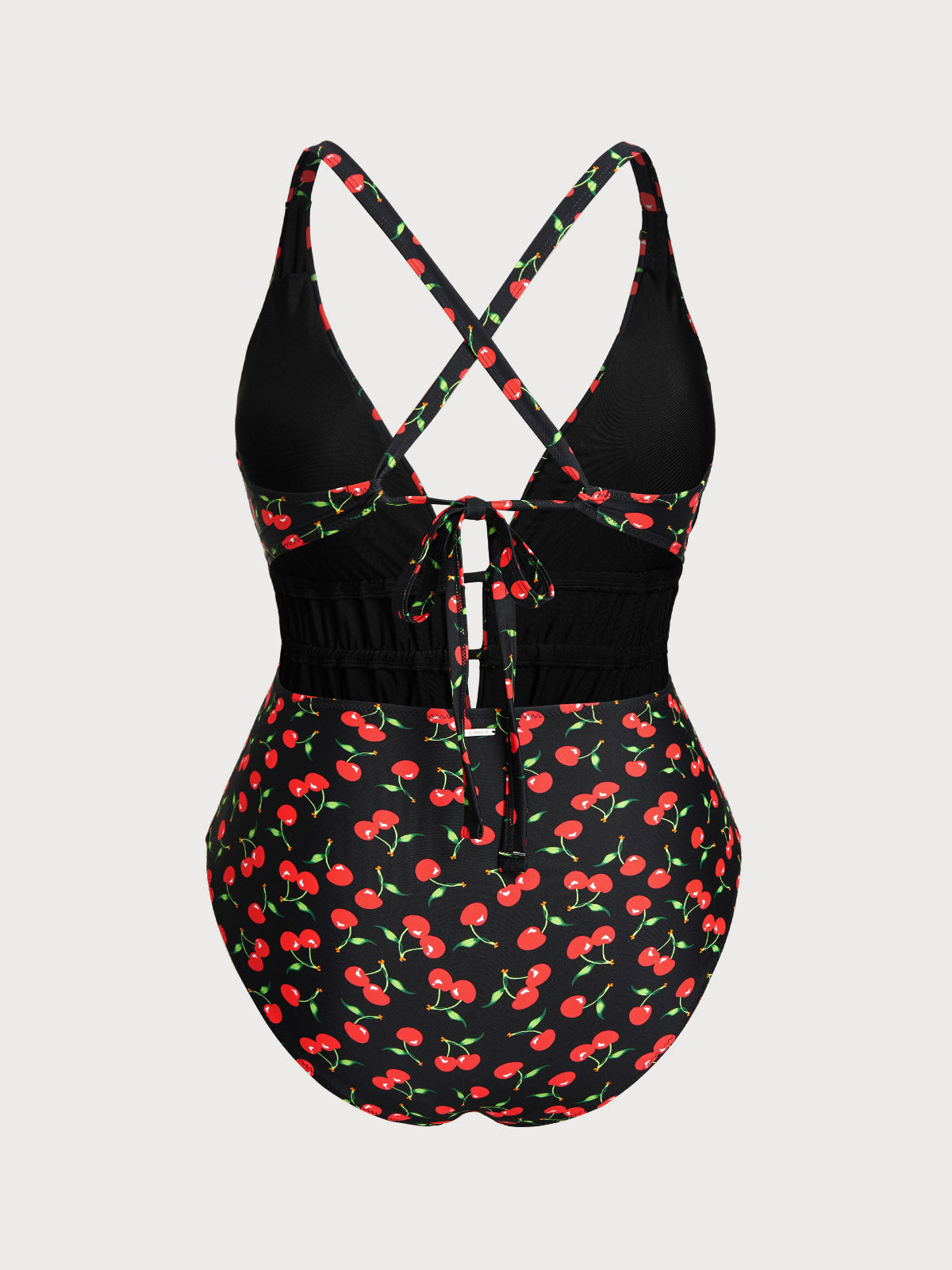 Cherry Drawstring Plus Size One-Piece Swimsuit
