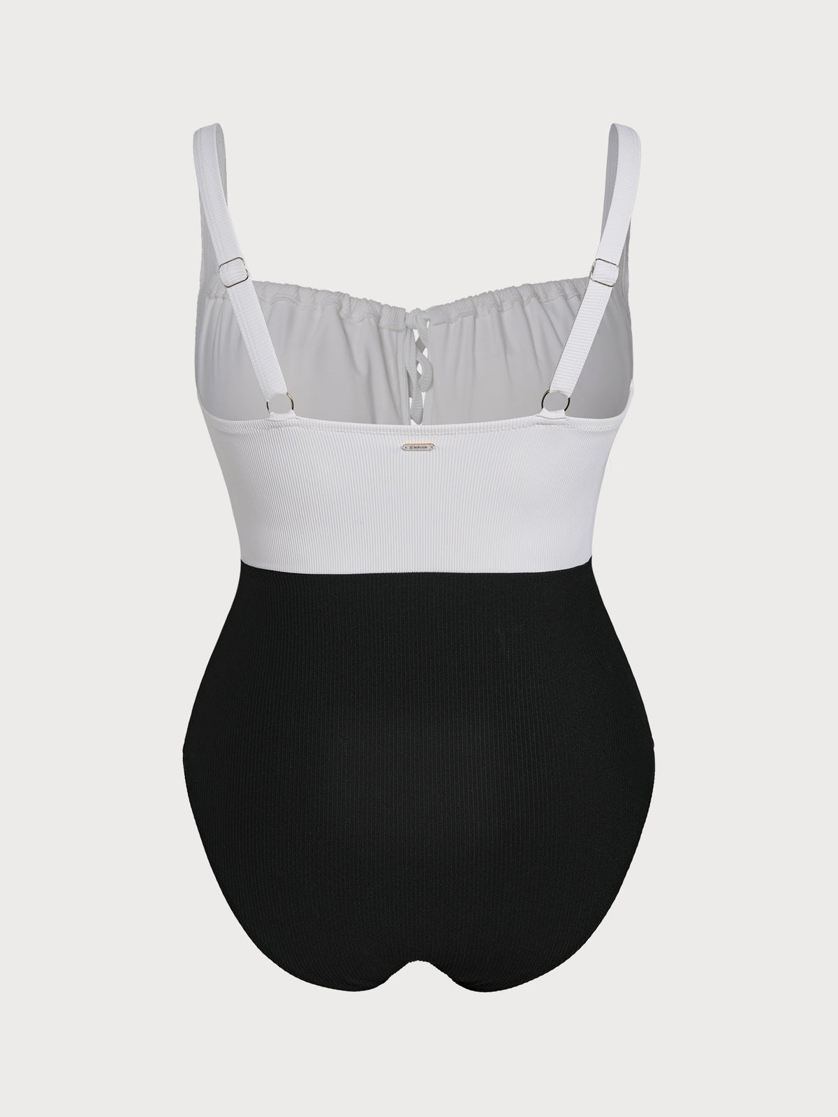 Black Contrast Strap Tie Plus Size One-Piece Swimsuit