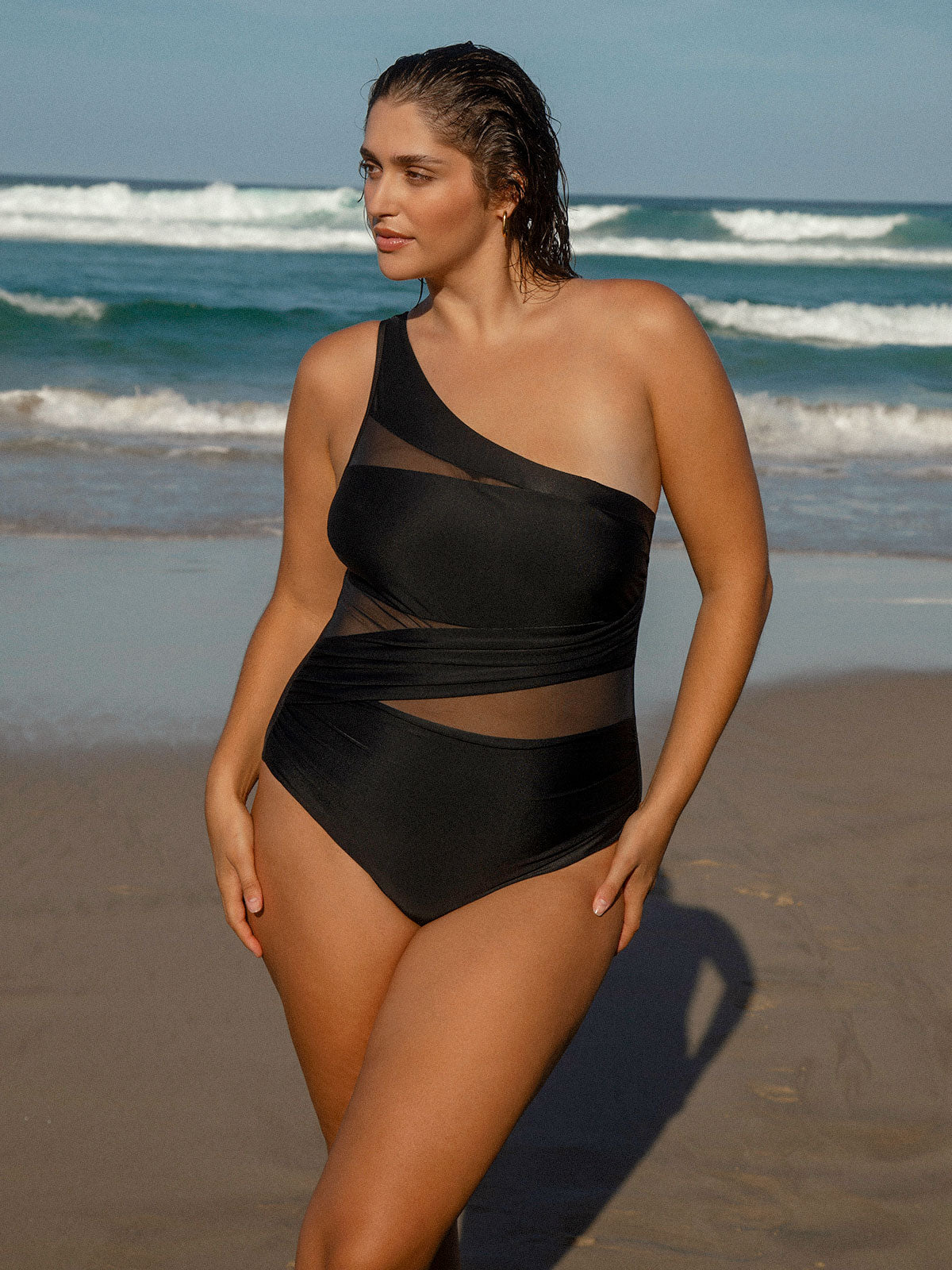 Wide Strap Plus Size One-Piece Swimsuit