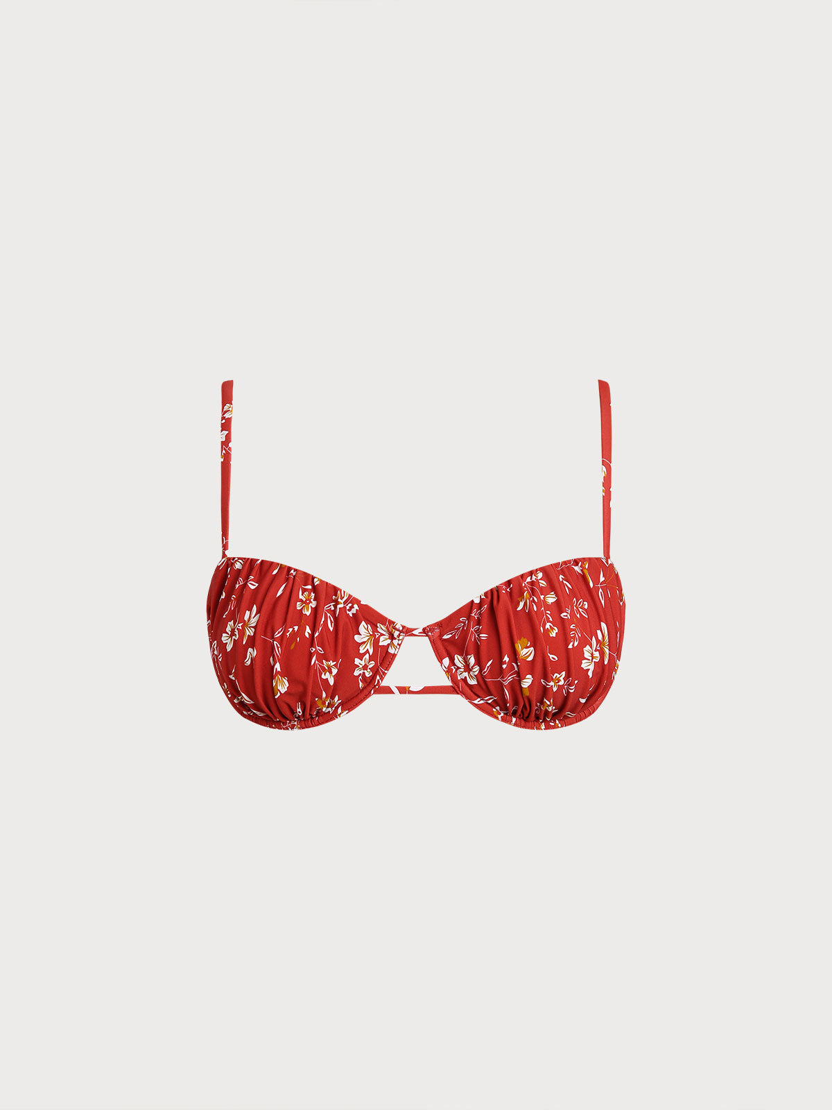 Red Floral Print Underwire Bikini Top