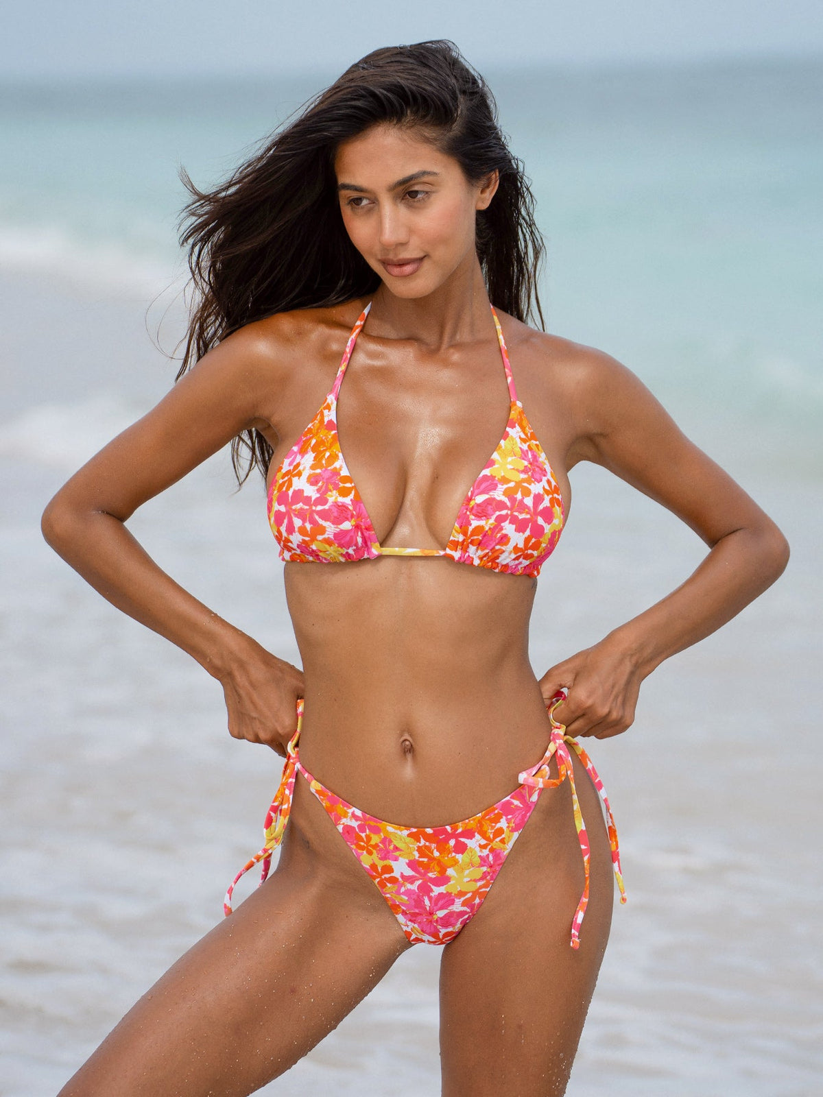 Floral Print Halter Bikini Top