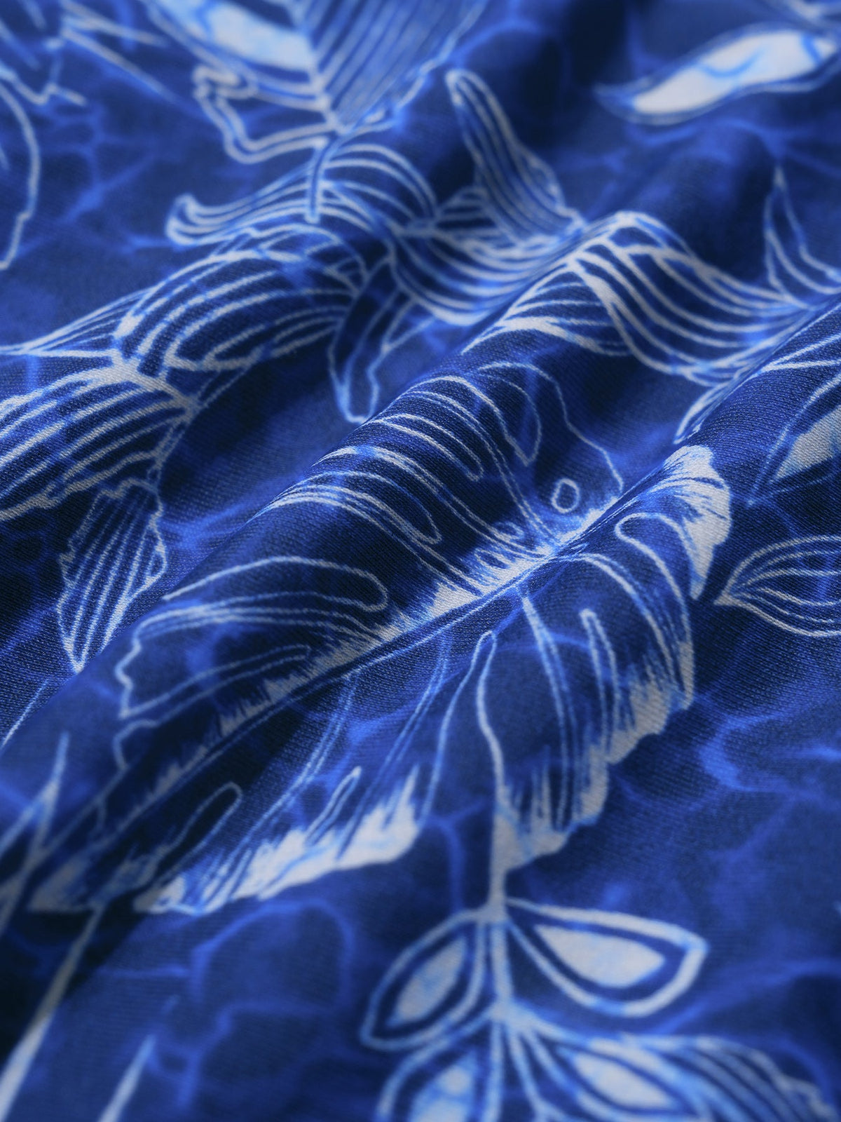 Blue Leaf Print Strappy Bikini Top