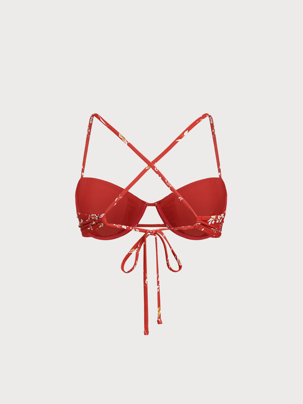 Red Floral Print Underwire Bikini Top