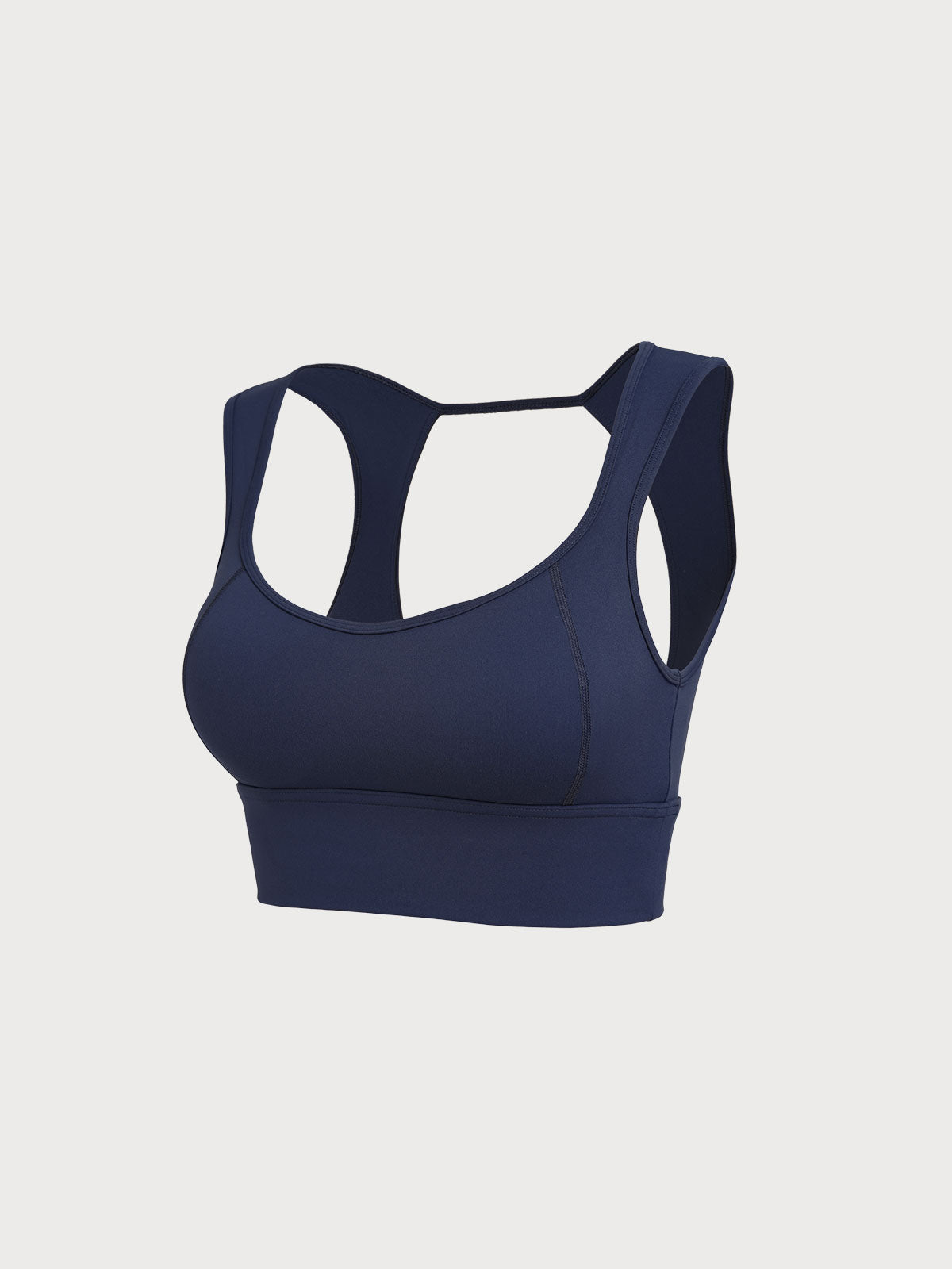 Navy Strap Backless Sports Bra - Light Support