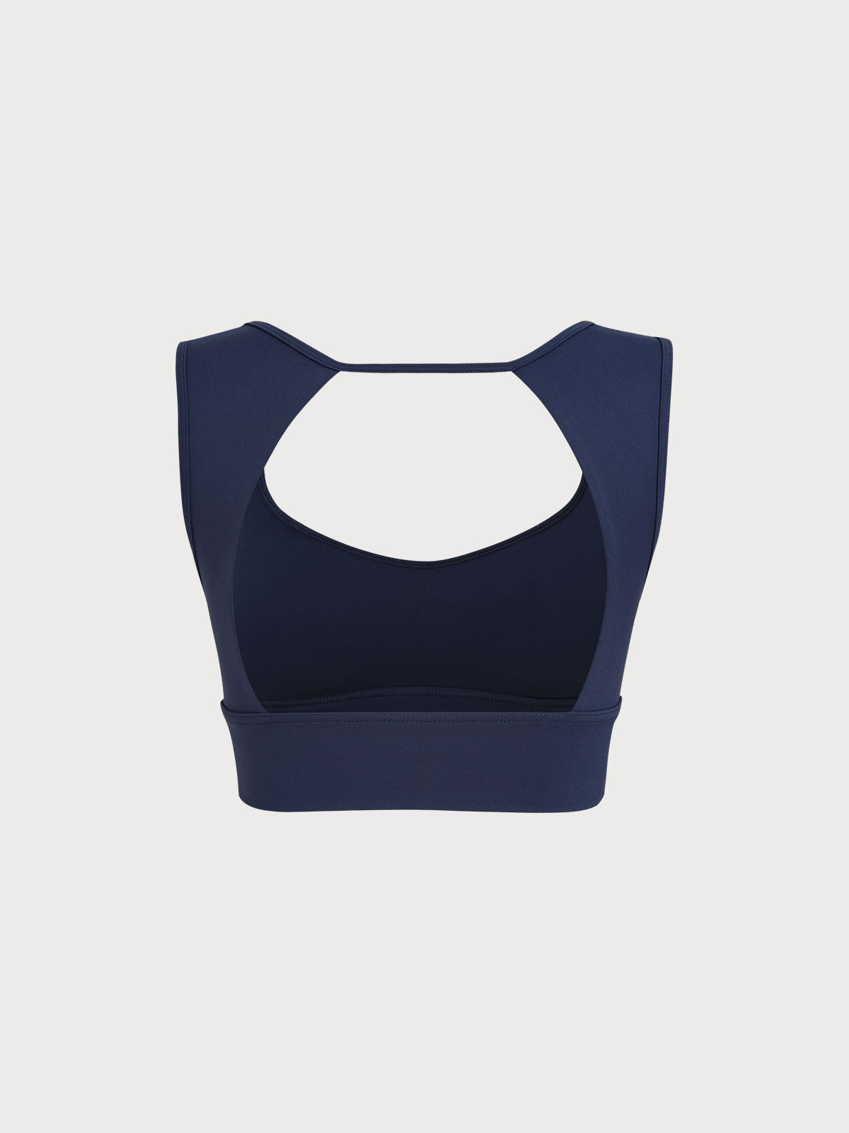 Navy Strap Backless Sports Bra - Light Support