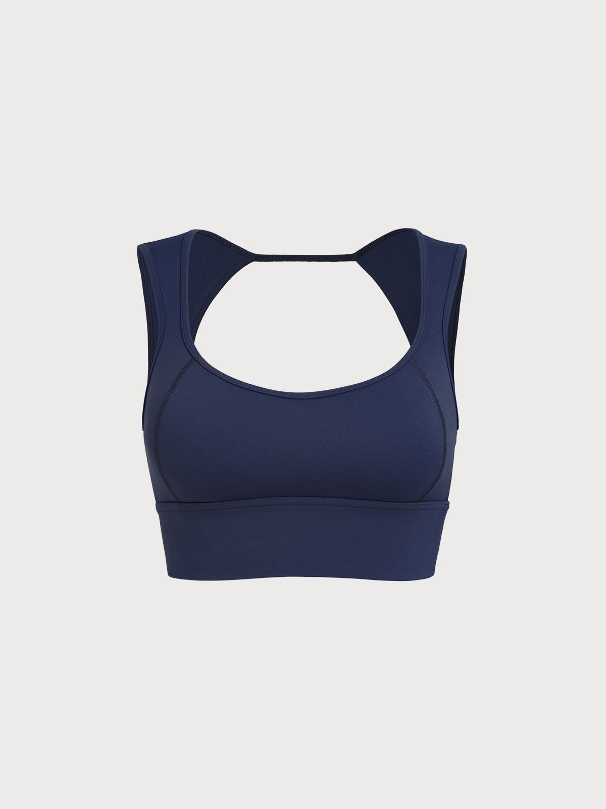 Navy Strap Backless Sports Bra - Light Support