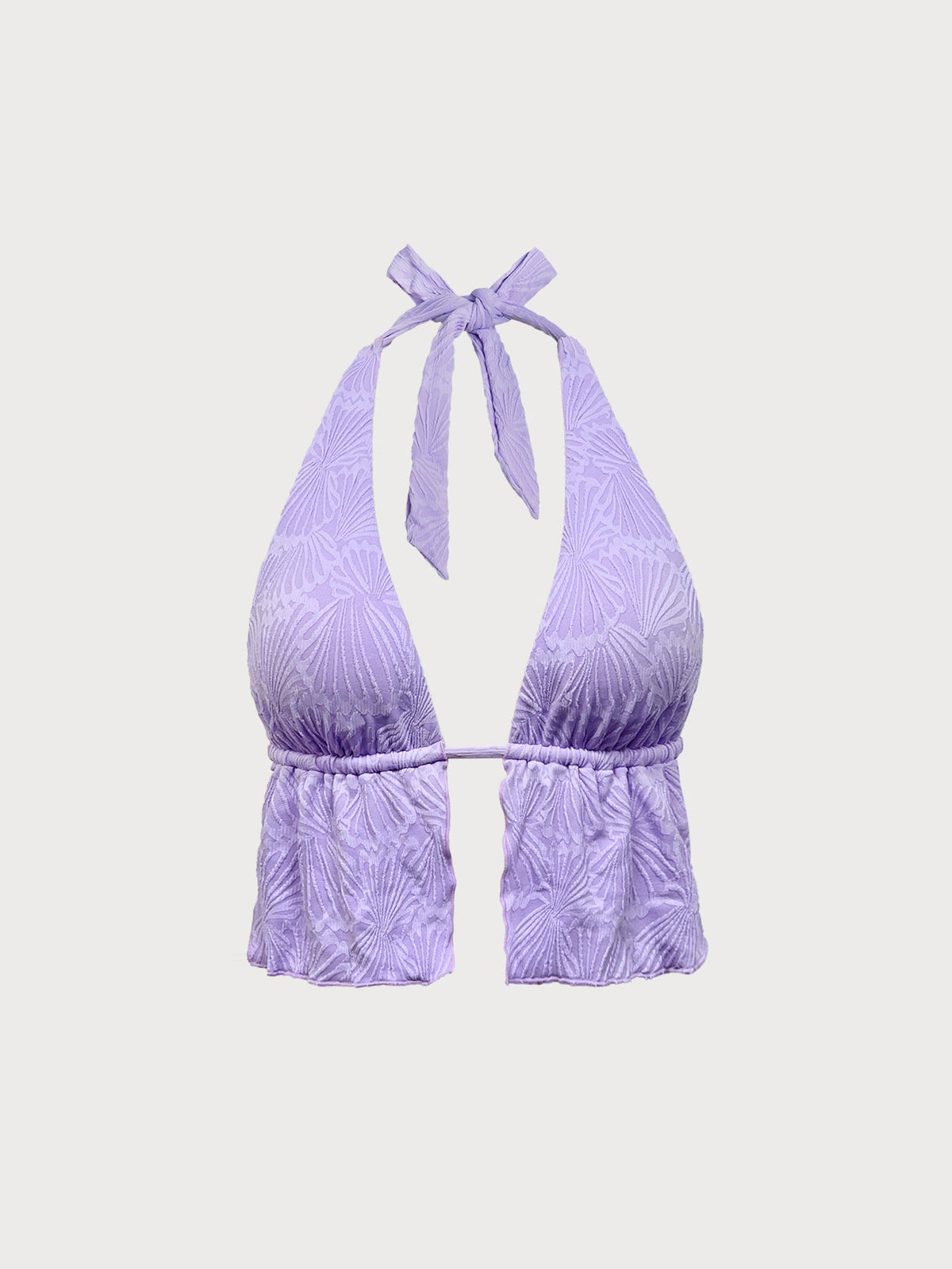 Lavender Halter Neck Ruffled Tankini Top
