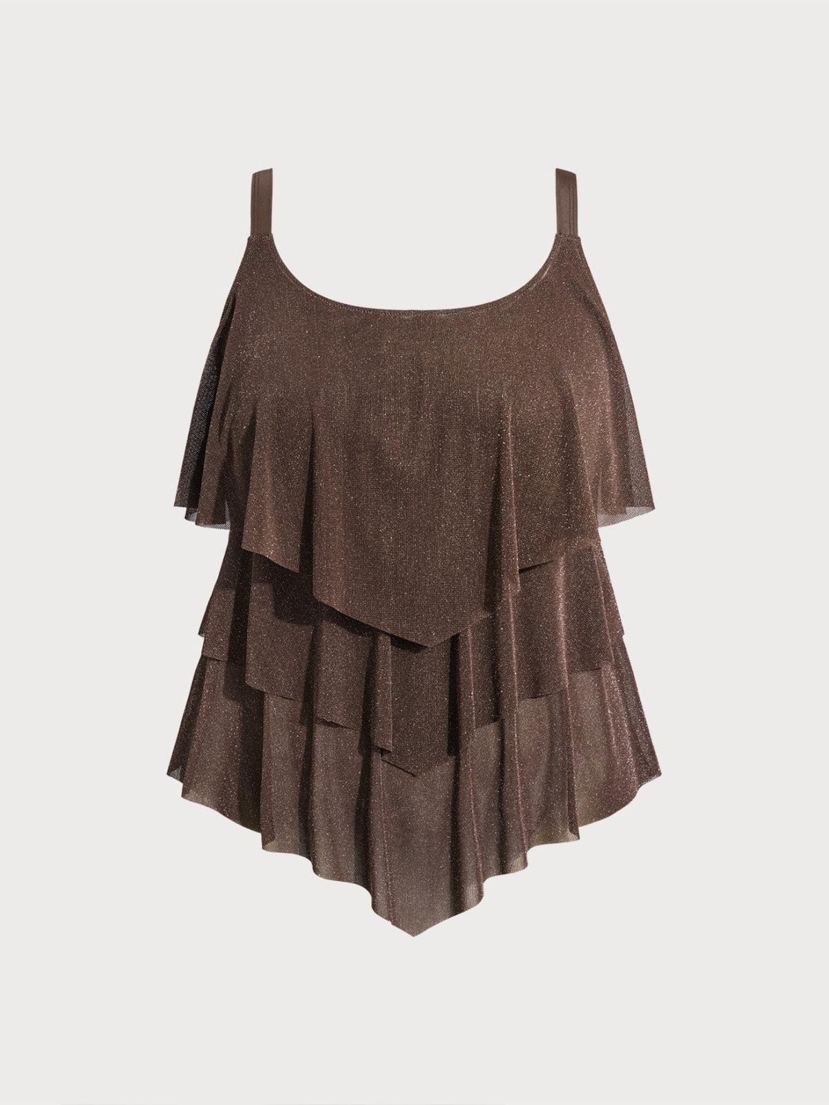 Multi-Layer Ruffled Plus Size Tankini Top