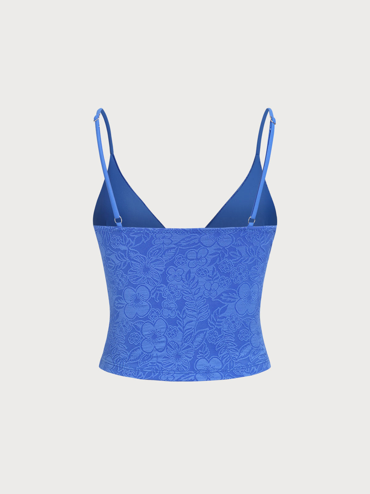 Blue Floral Textured Tankini Top