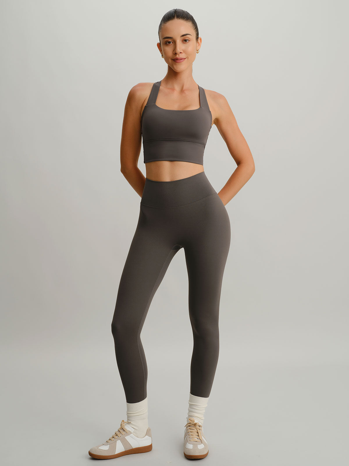 Dark Coffee Cut Out Leggings 24"