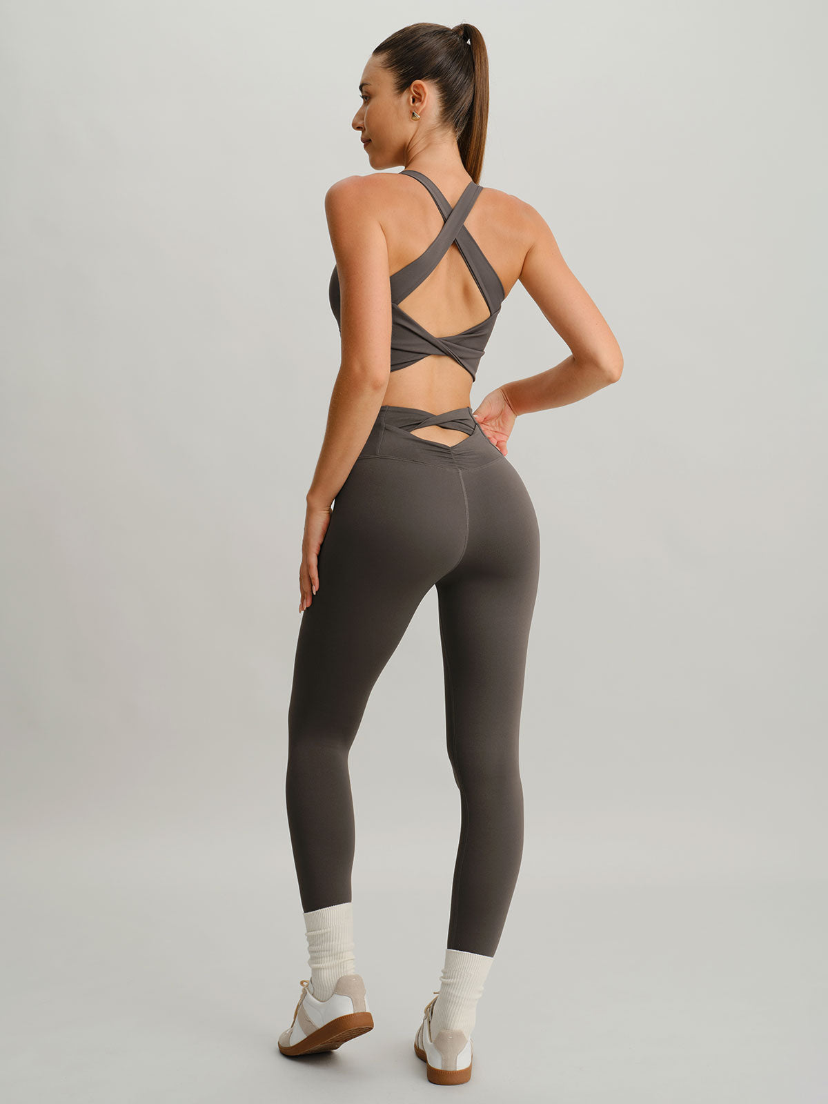 Dark Coffee Cut Out Leggings 24"