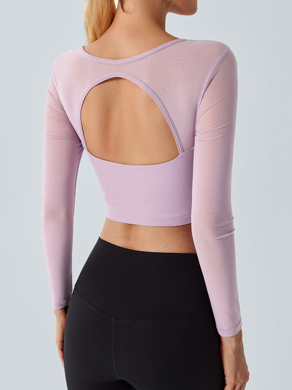 Light Purple Backless Long Sleeve Top - Light Support