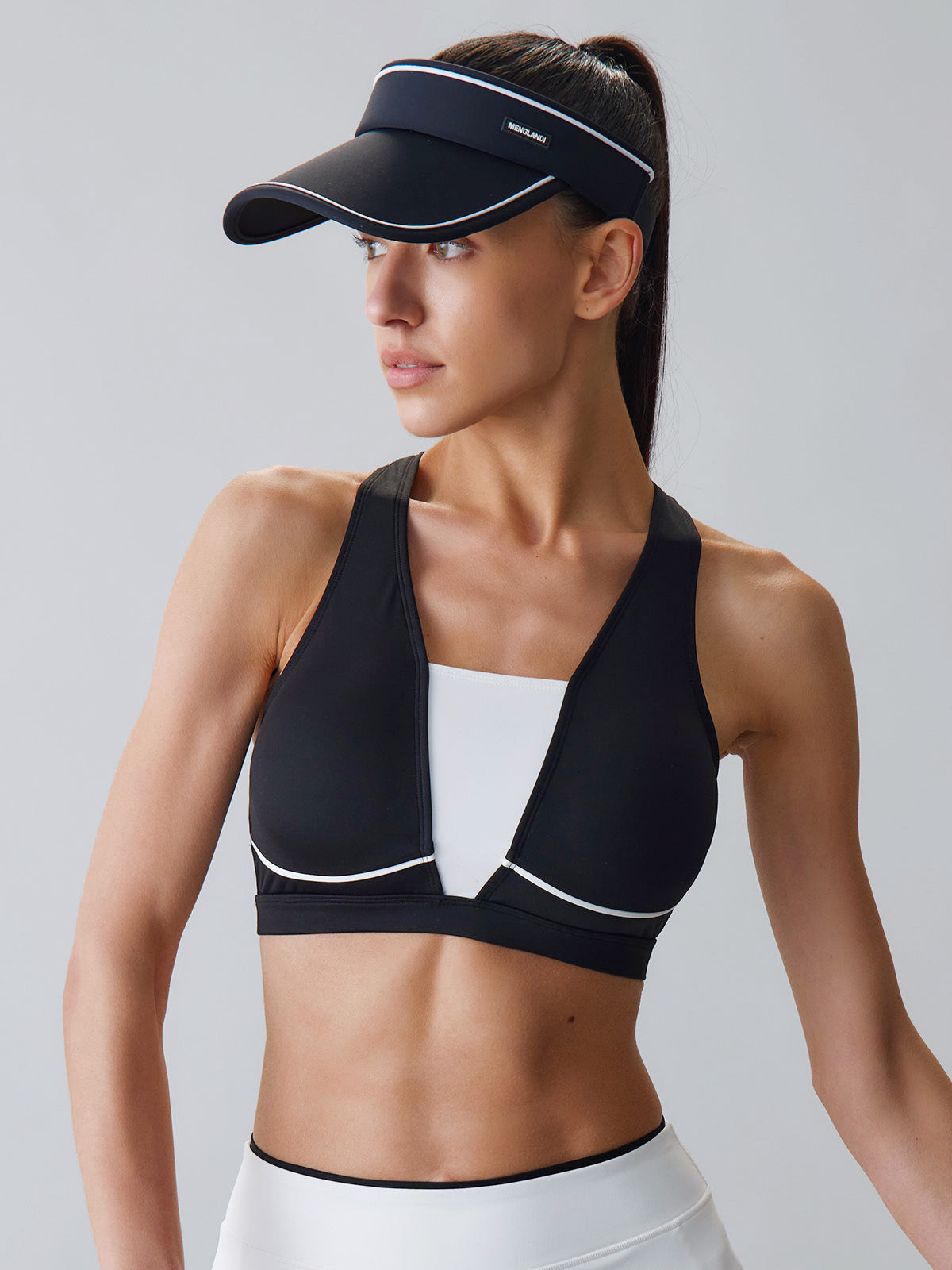 Black Contrast Line X Cross Sports Bra - Medium Support