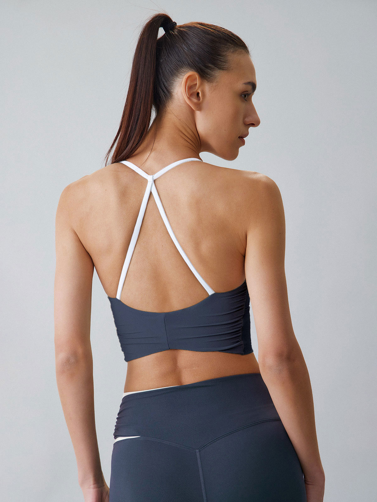 Navy Halter Sports Bra - Light Support