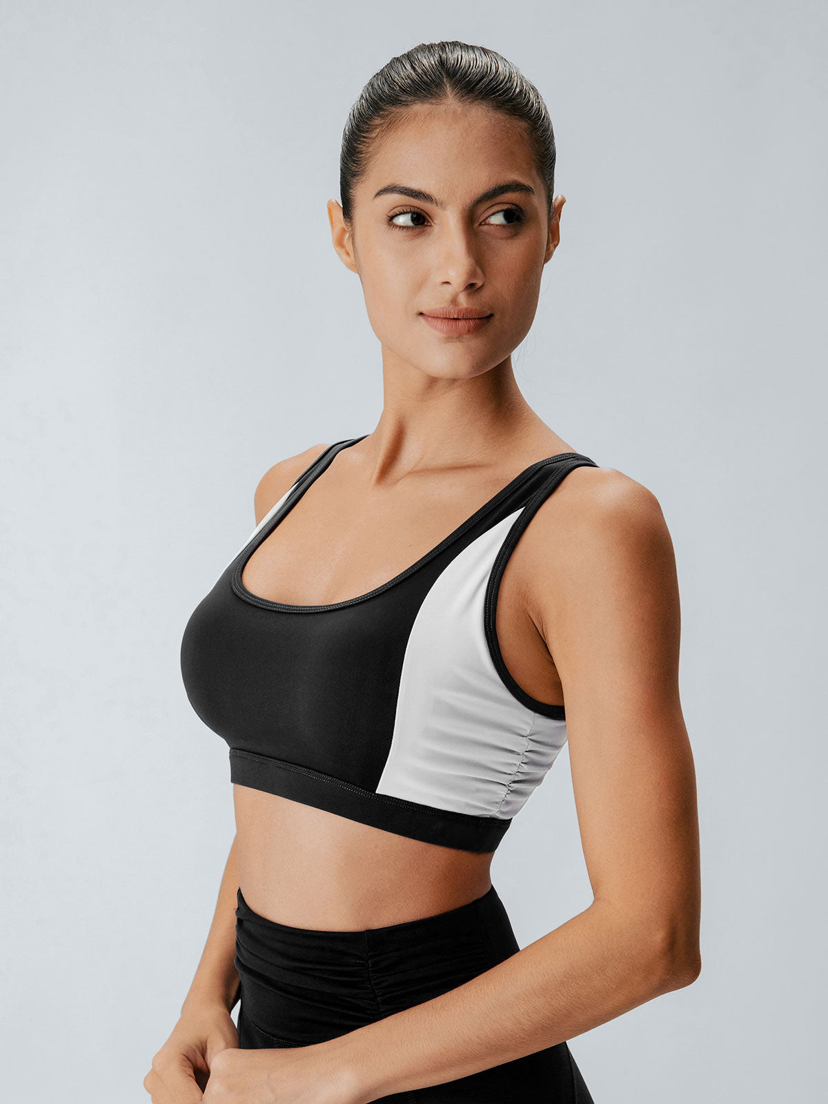 Black Side Contrast Sports Bra