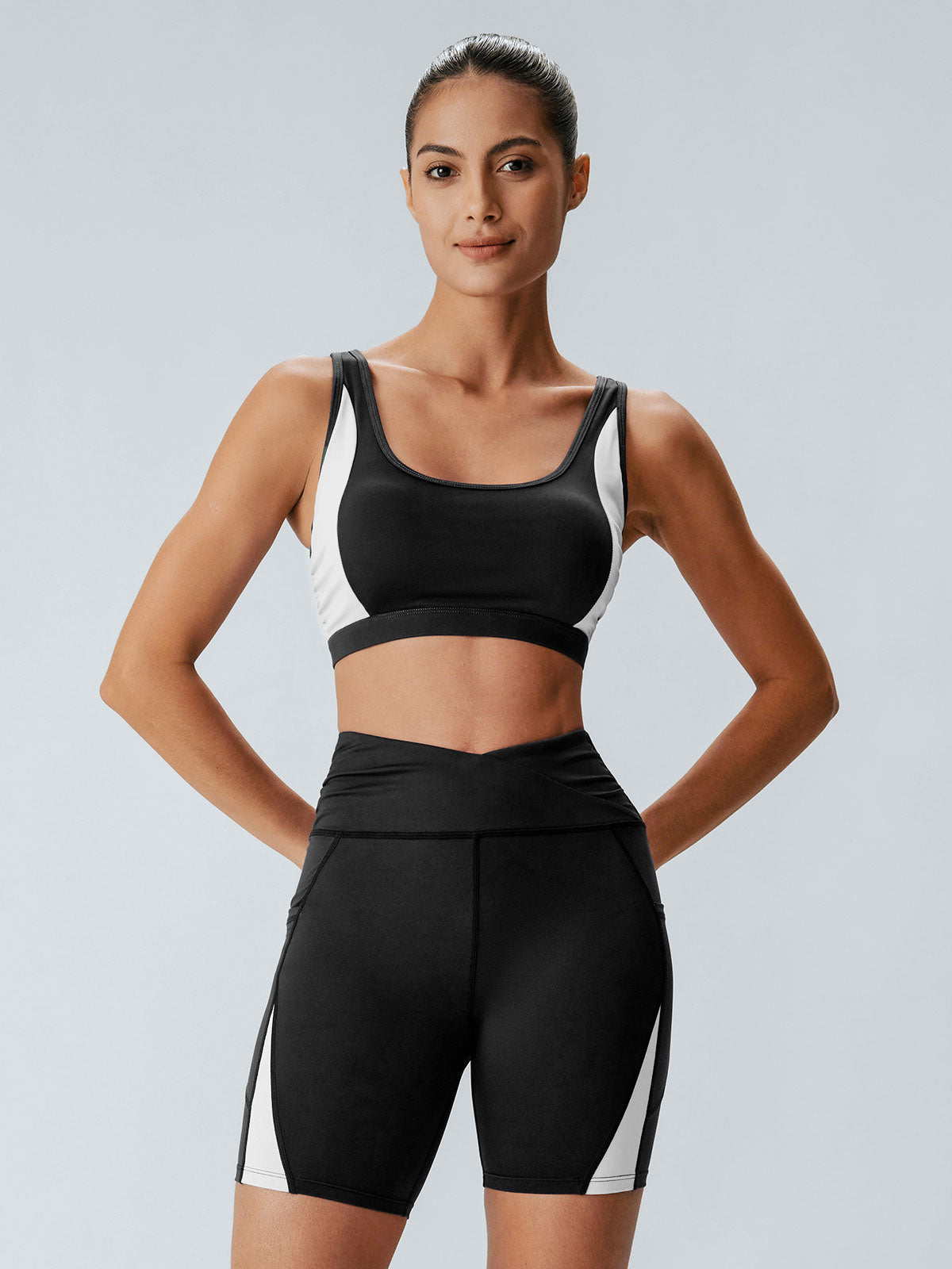 Black Side Contrast Sports Bra
