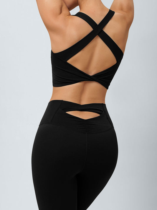 Black Twist X-Cross Sports Bra - Light Support