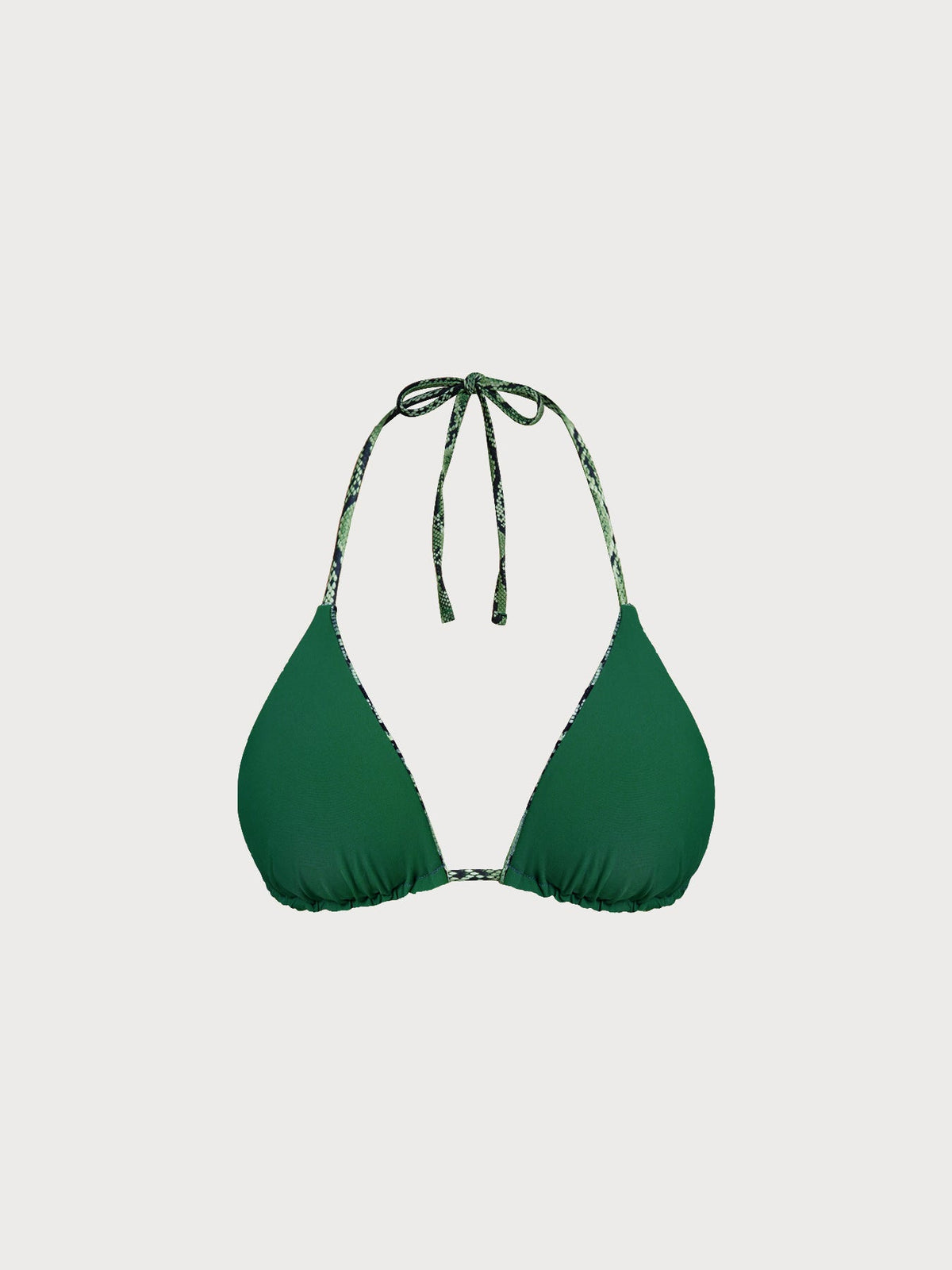 Green Snake Print Reversible Triangle Bikini Top