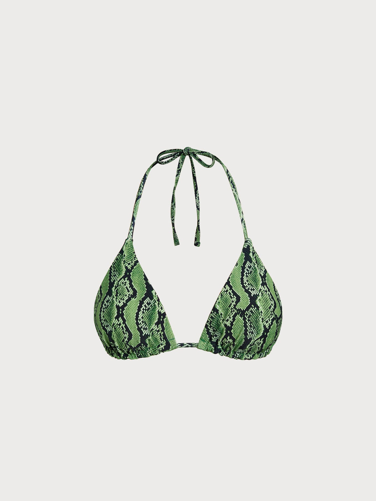 Green Snake Print Reversible Triangle Bikini Top