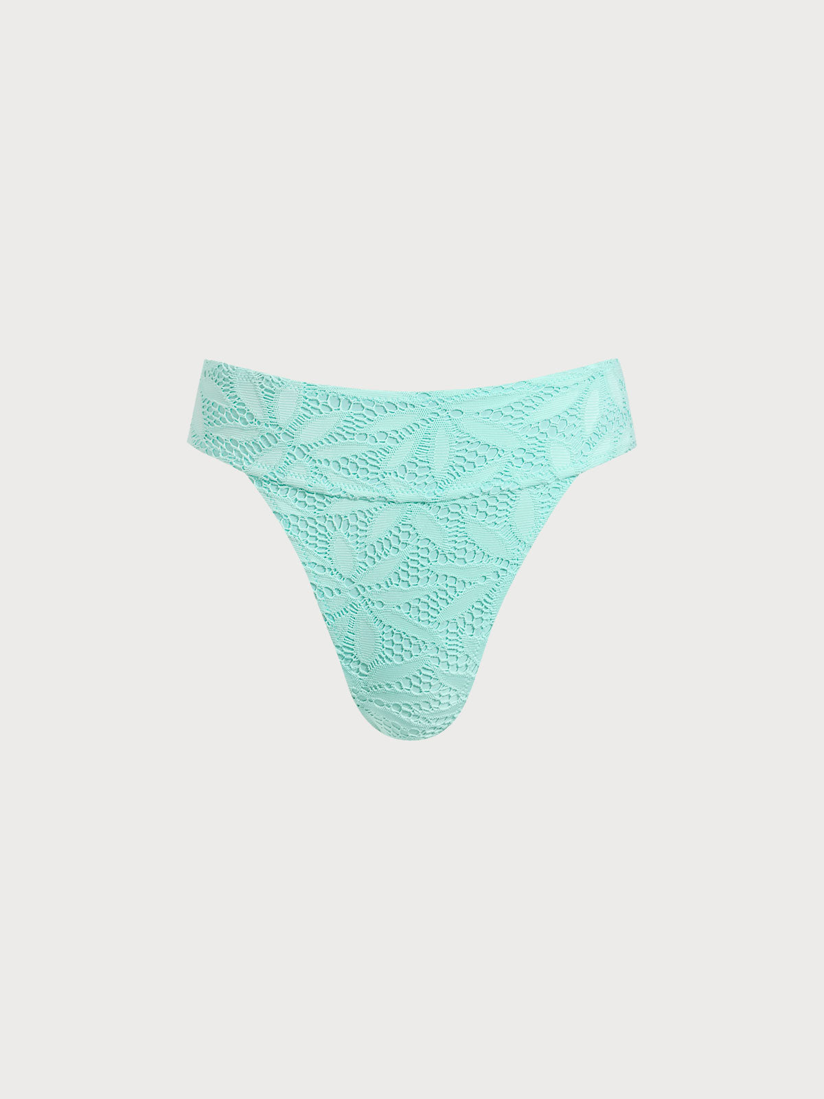 Cyan Textured High Cut Bikini Bottom