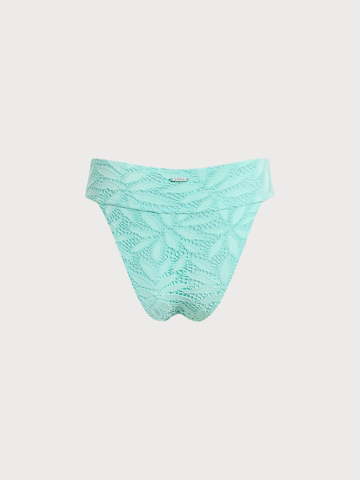 Cyan Textured High Cut Bikini Bottom
