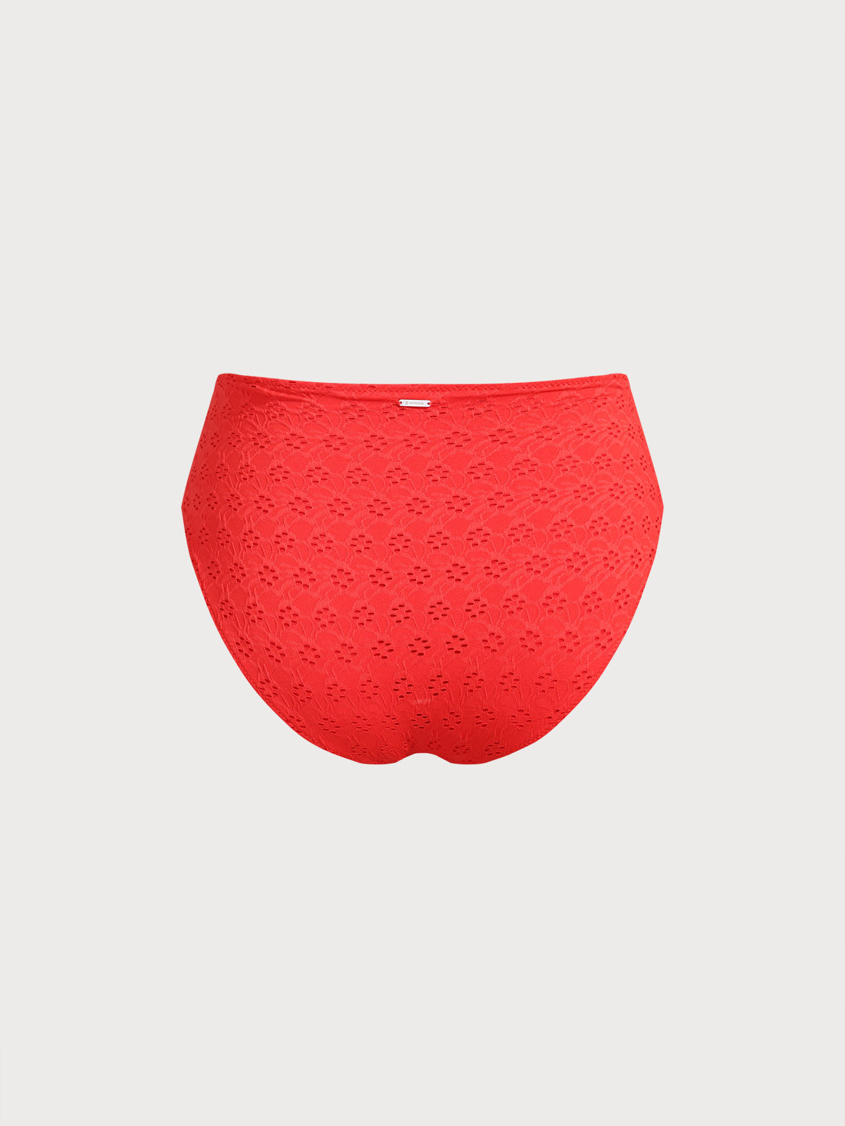 Red Textured Plus Size Bikini Bottom