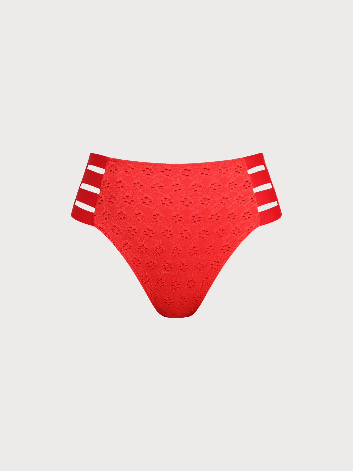 Red Textured Plus Size Bikini Bottom