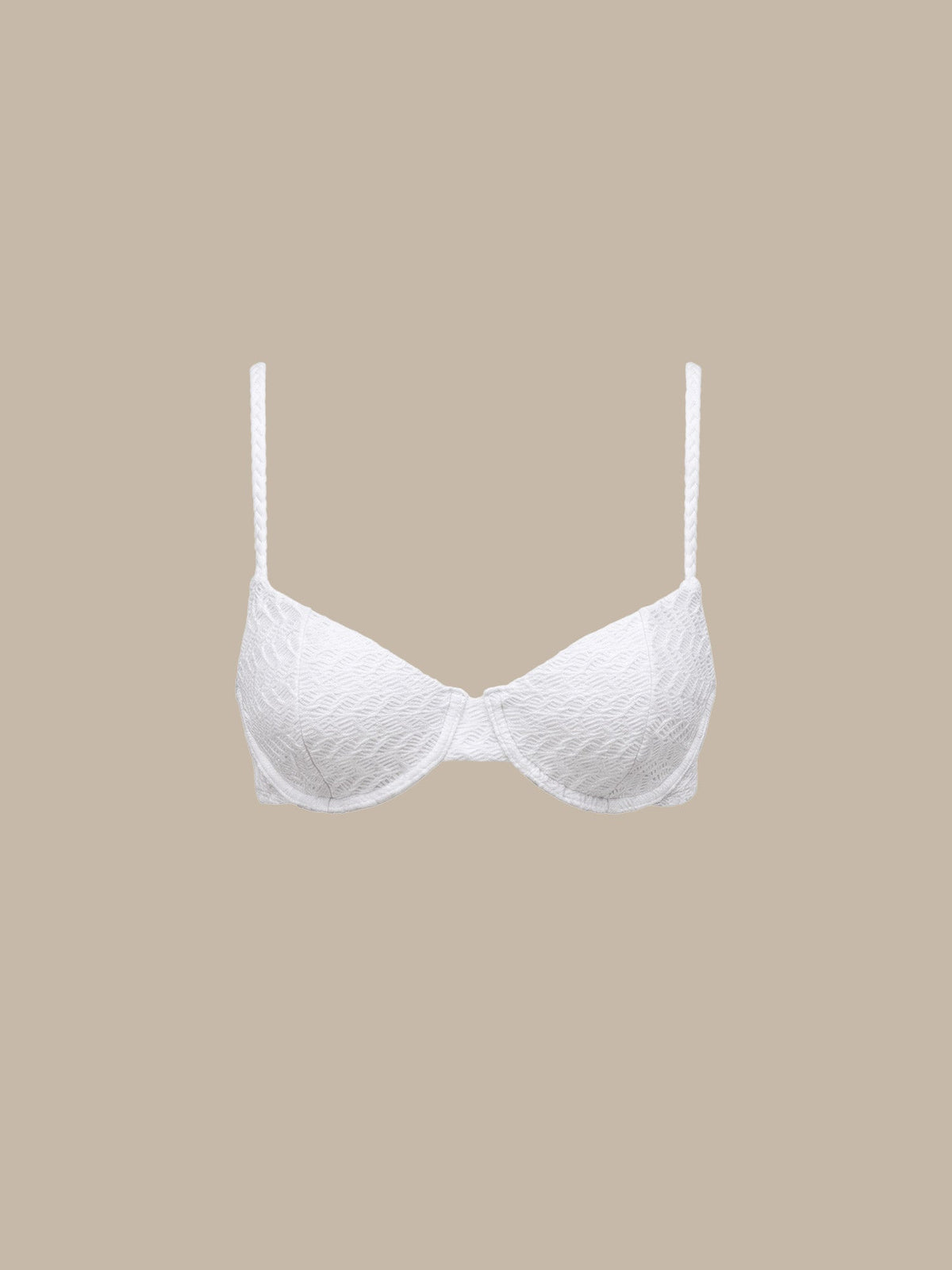 White Textured Underwire Bikini Top