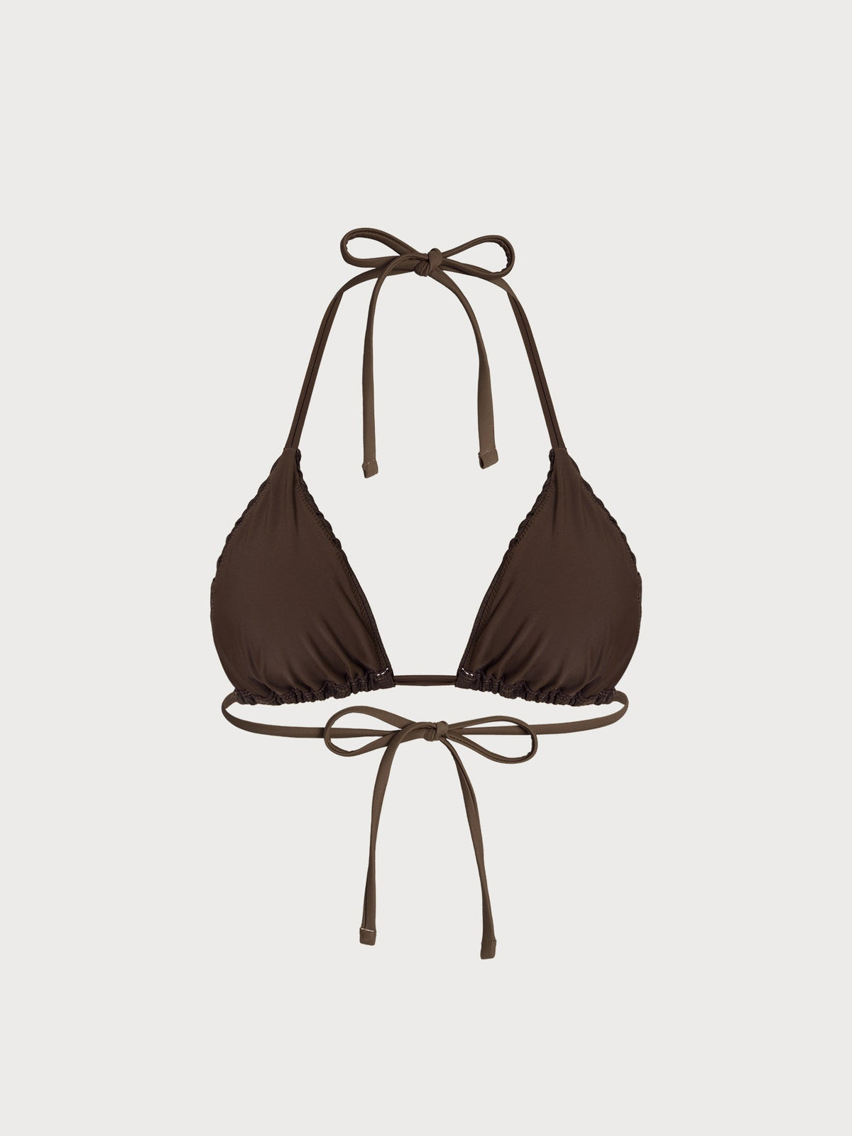 Dark Coffee Contrast Panel Halter Bikini Top