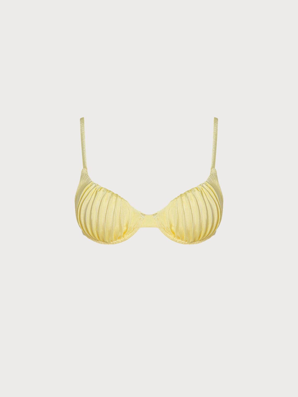 Yellow Pleated Underwire Bikini Top