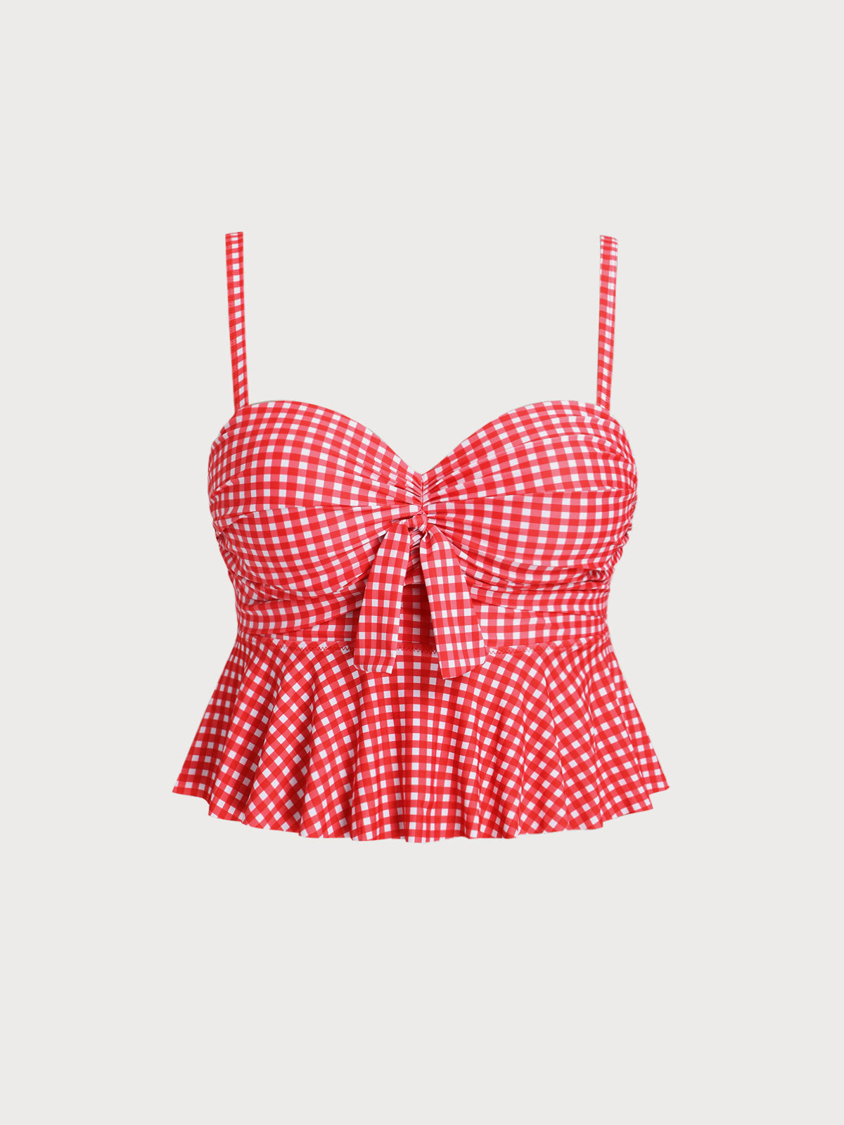 Red Gingham Plus Size Tankini Top