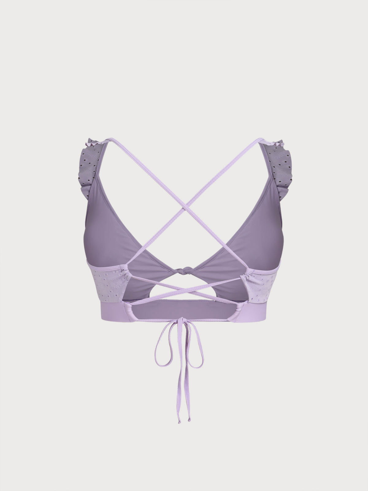 Purple Ruffled Drawstring Plus Size Bikini Top