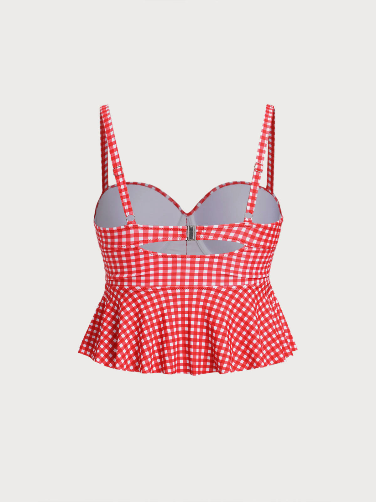 Red Gingham Plus Size Tankini Top