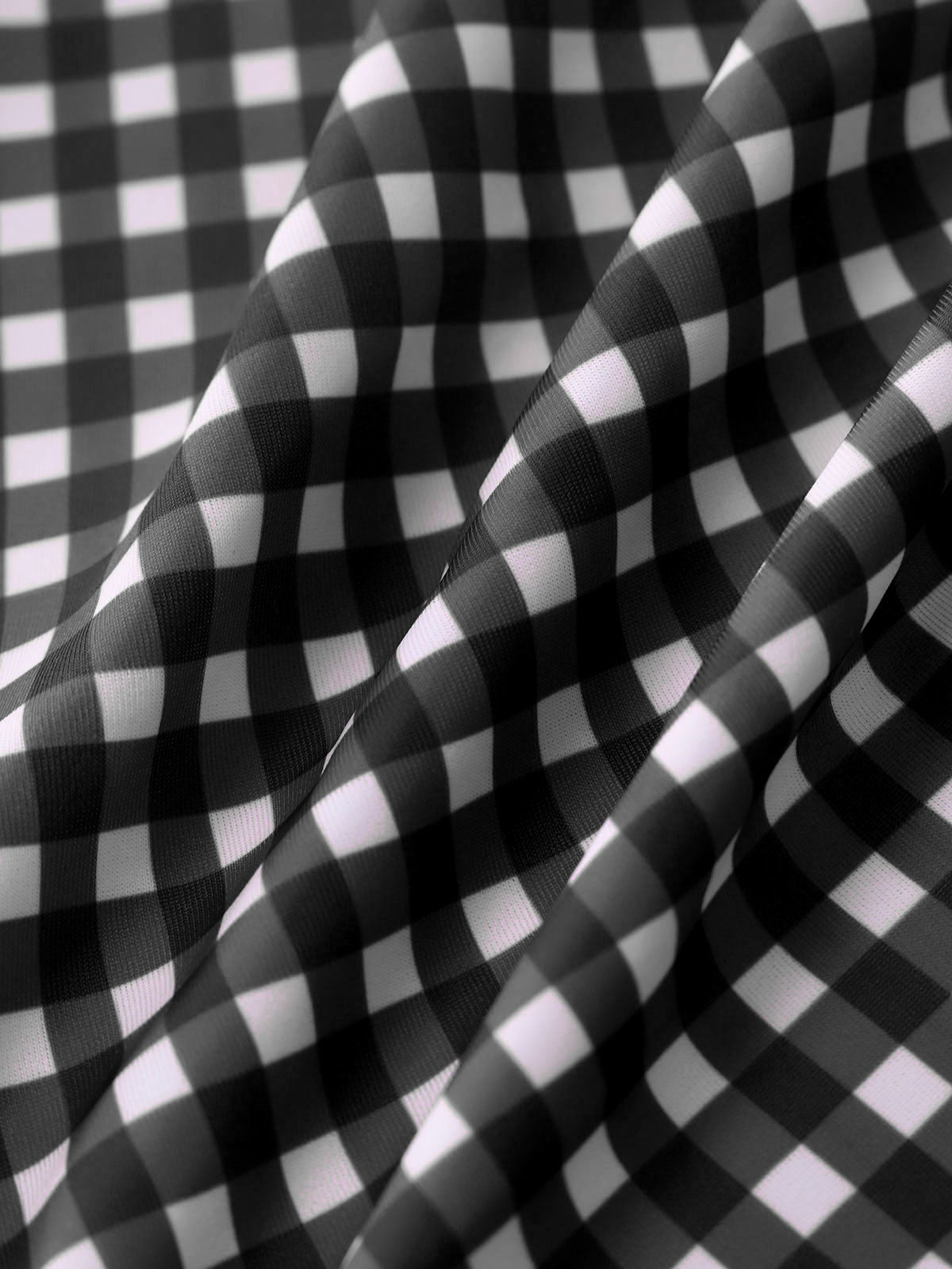 Black Gingham Plus Size Tankini Top