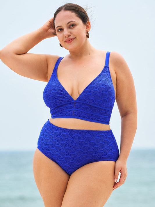 Royal Blue Crochet Lace Plus Size Tankini Top