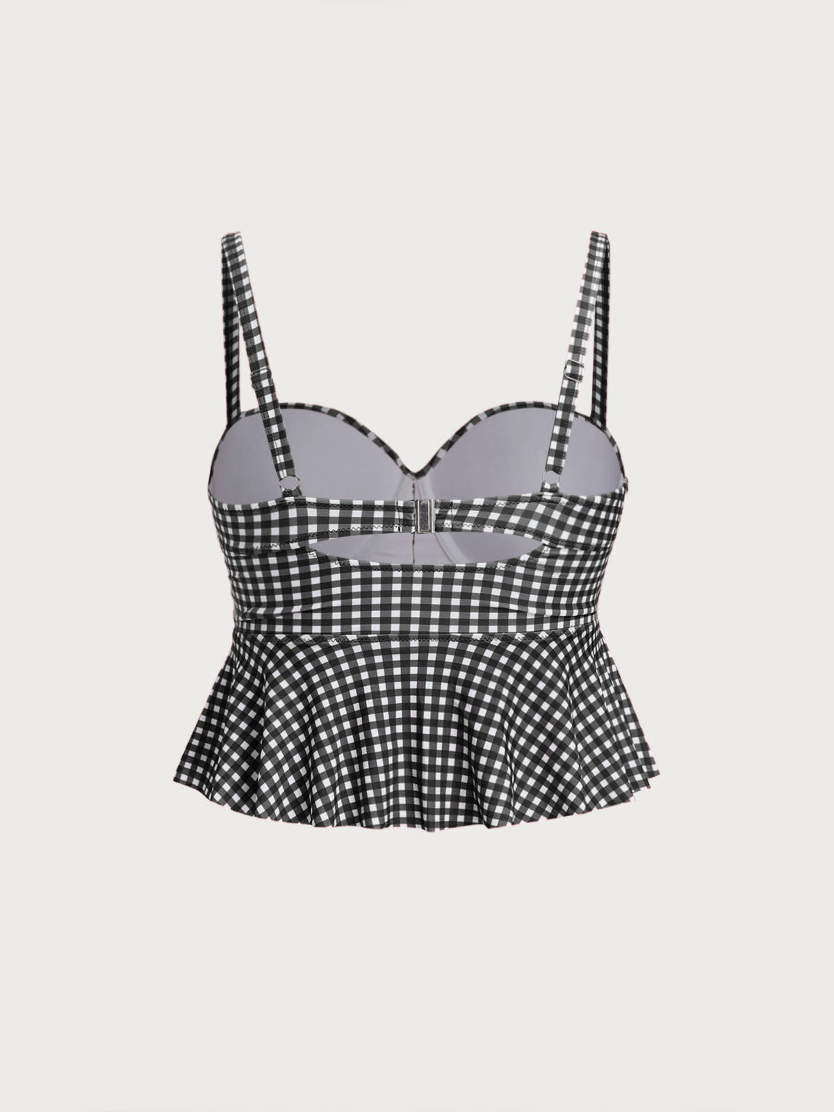 Black Gingham Plus Size Tankini Top