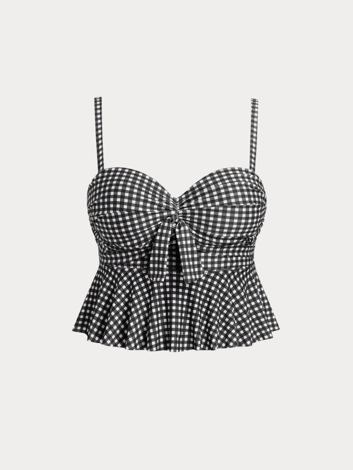 Black Gingham Plus Size Tankini Top