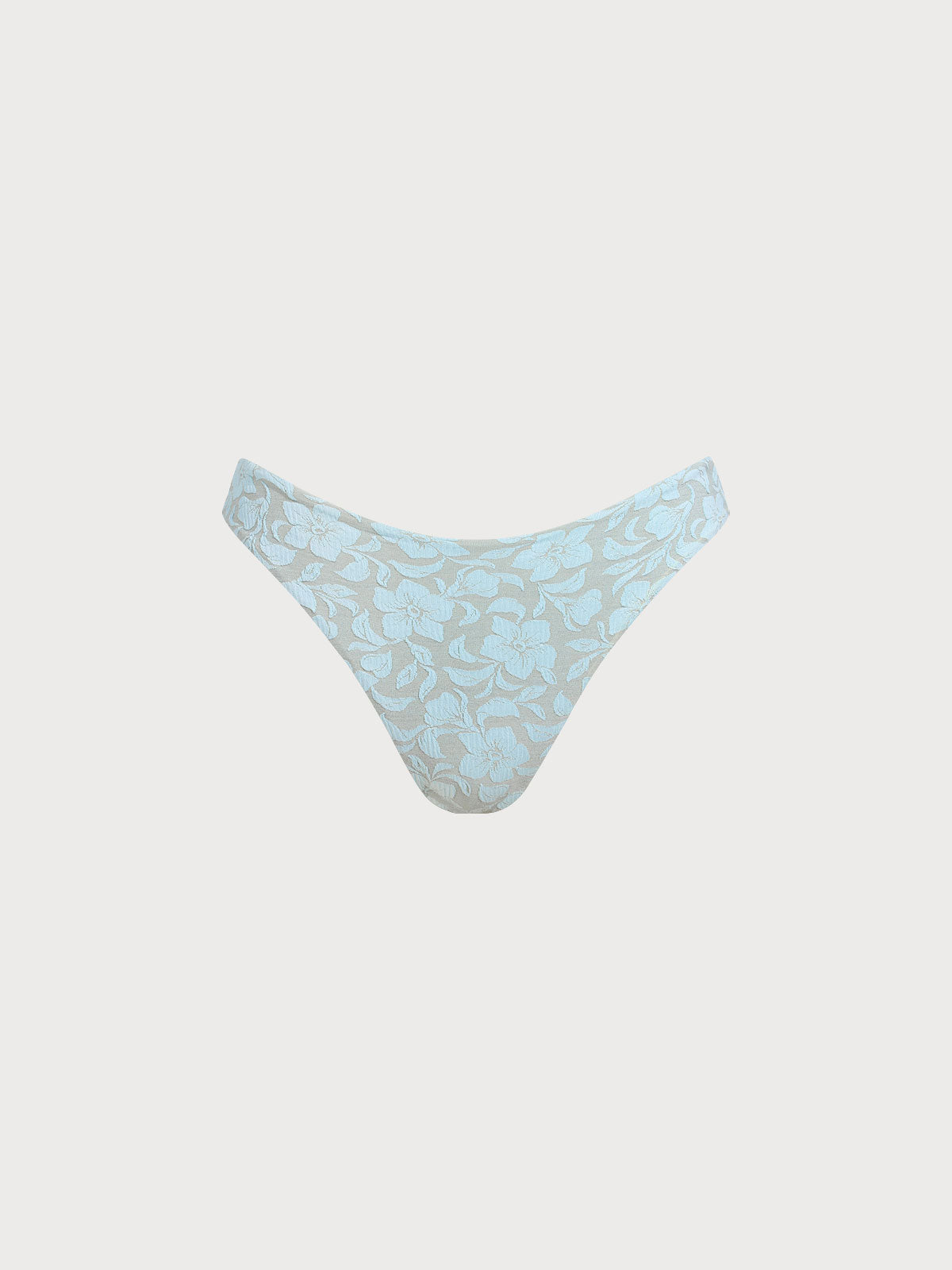 Light Blue Floral Textured Bikini Bottom