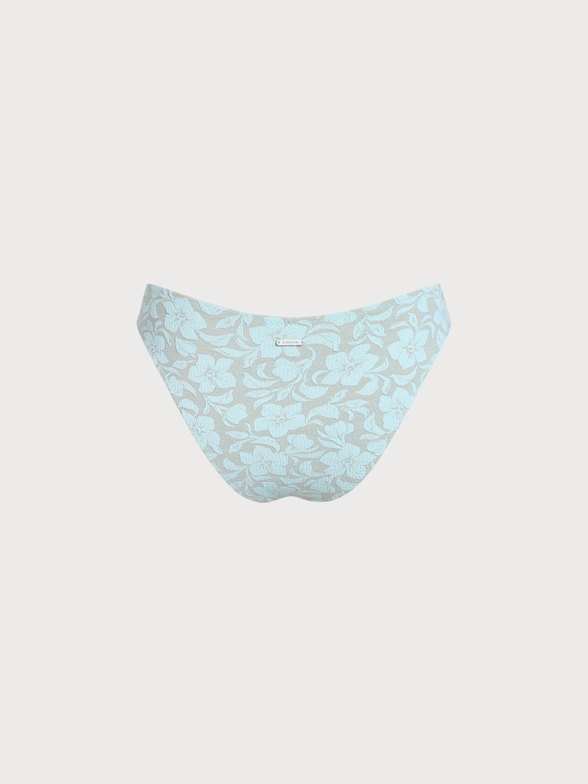 Light Blue Floral Textured Bikini Bottom