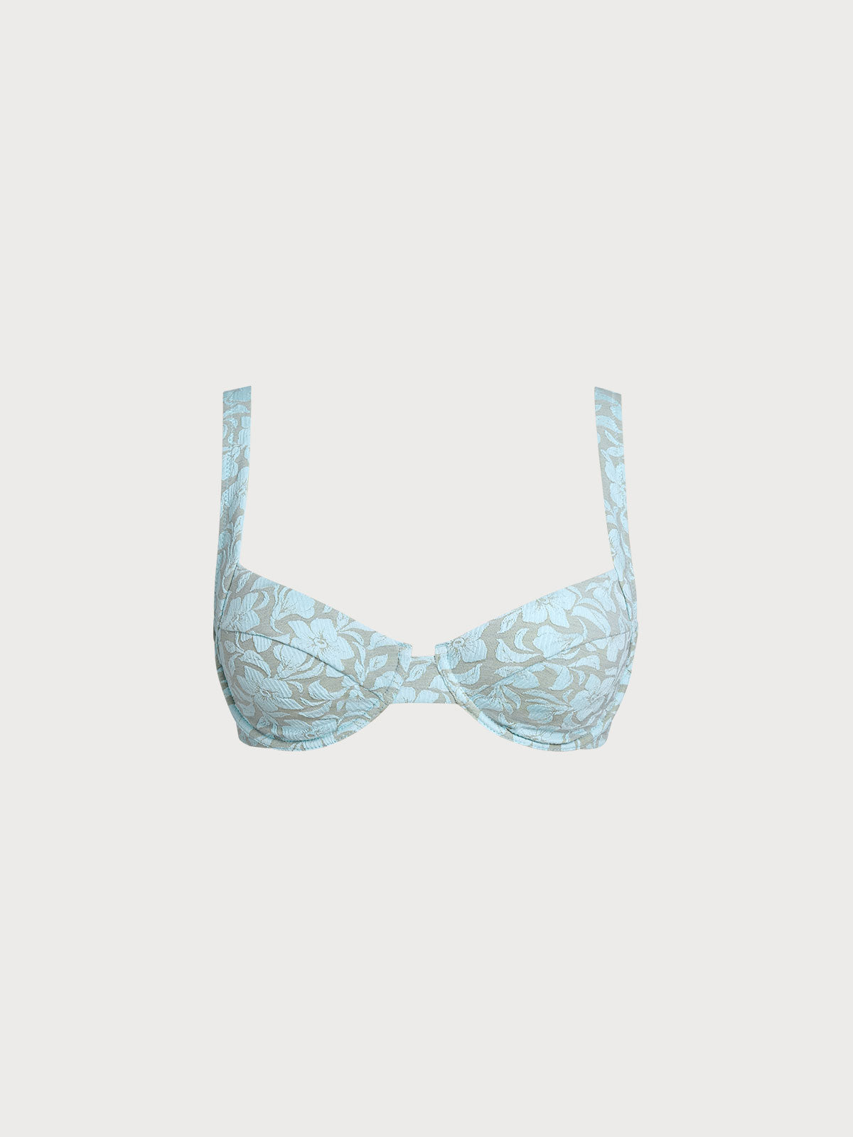 Light Blue Underwire Textured Bikini Top