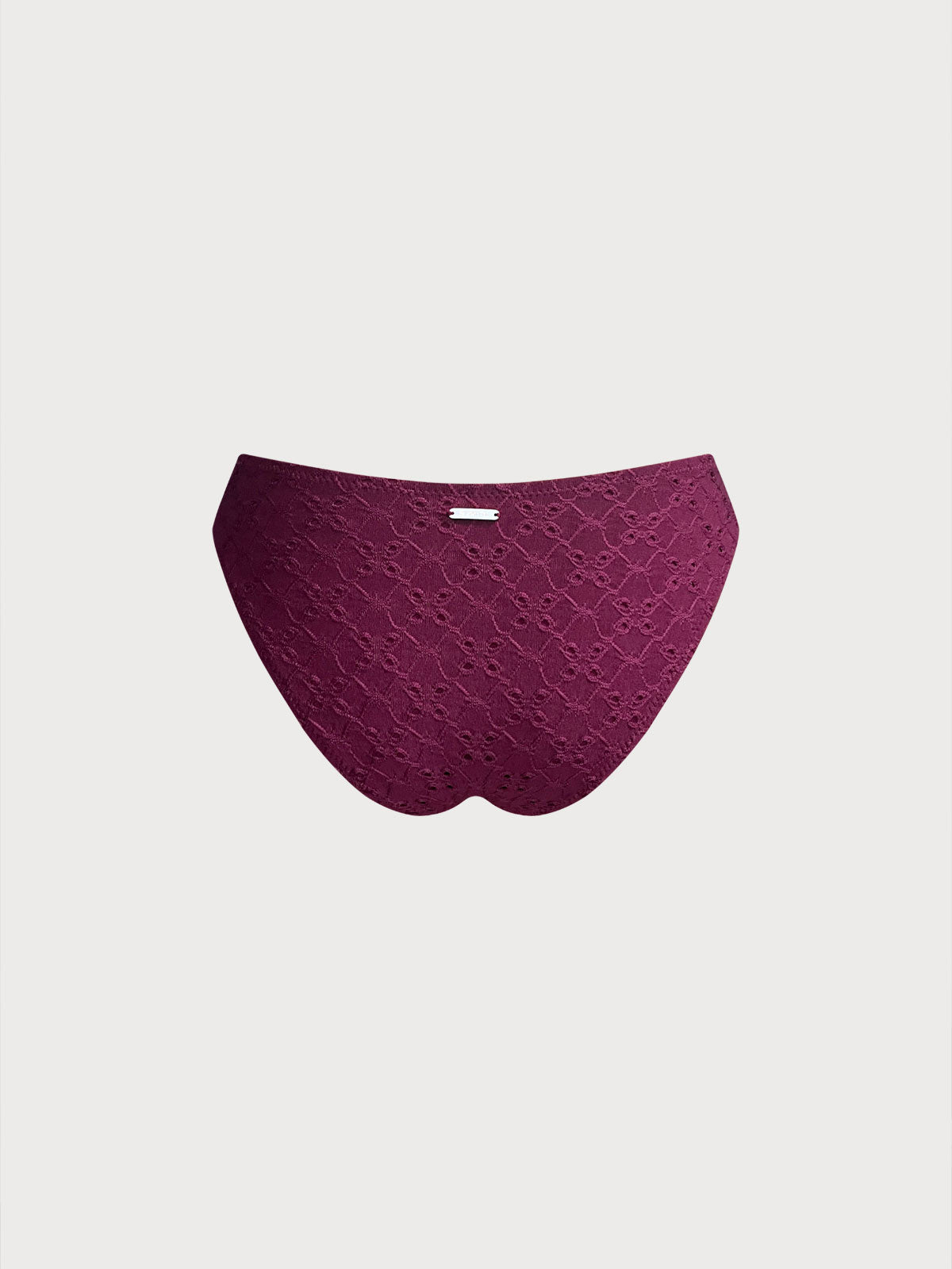Burgundy Textured Ruched Bikini Bottom