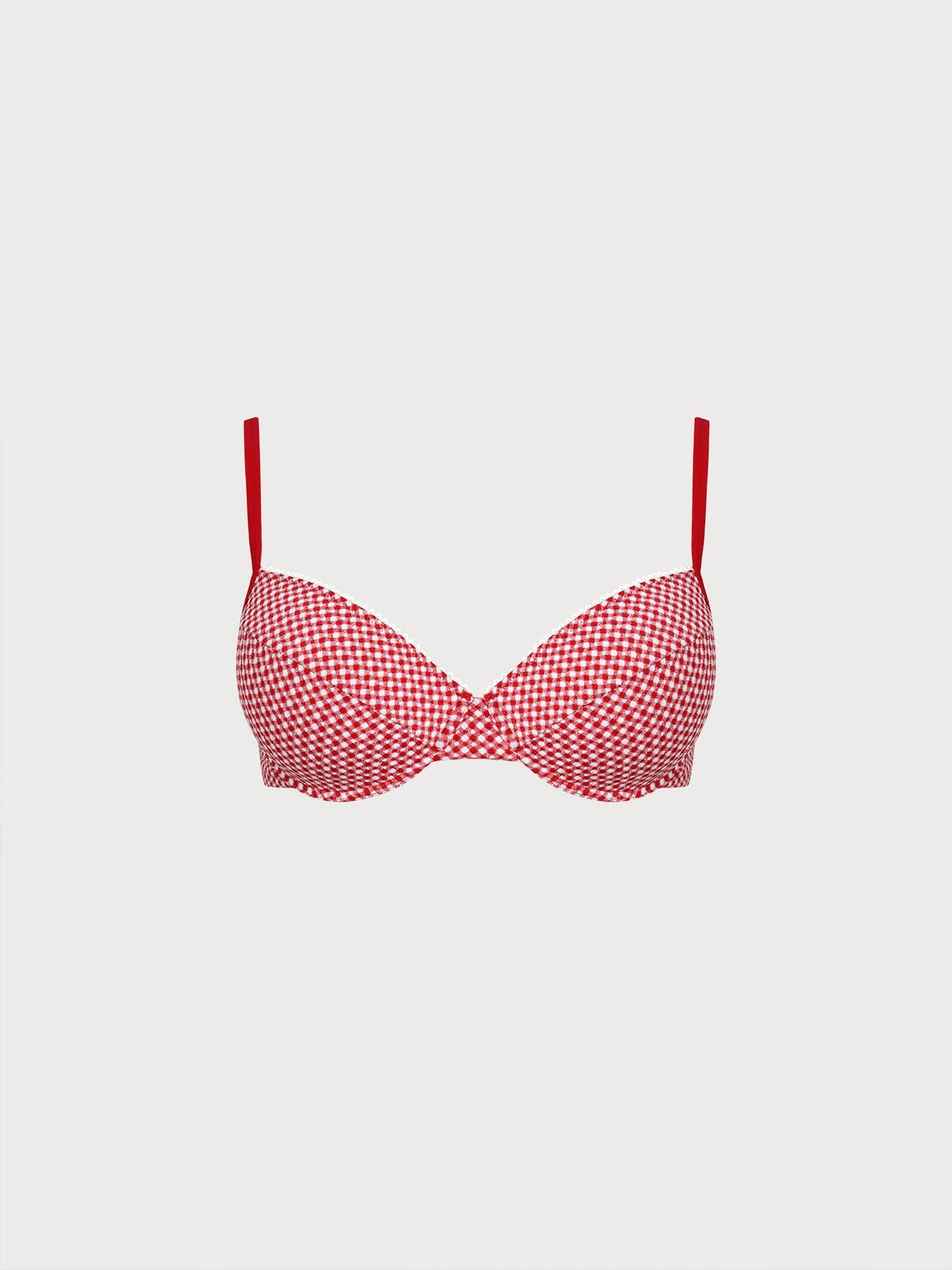 Red Gingham Underwire Plus Size Bikini Top