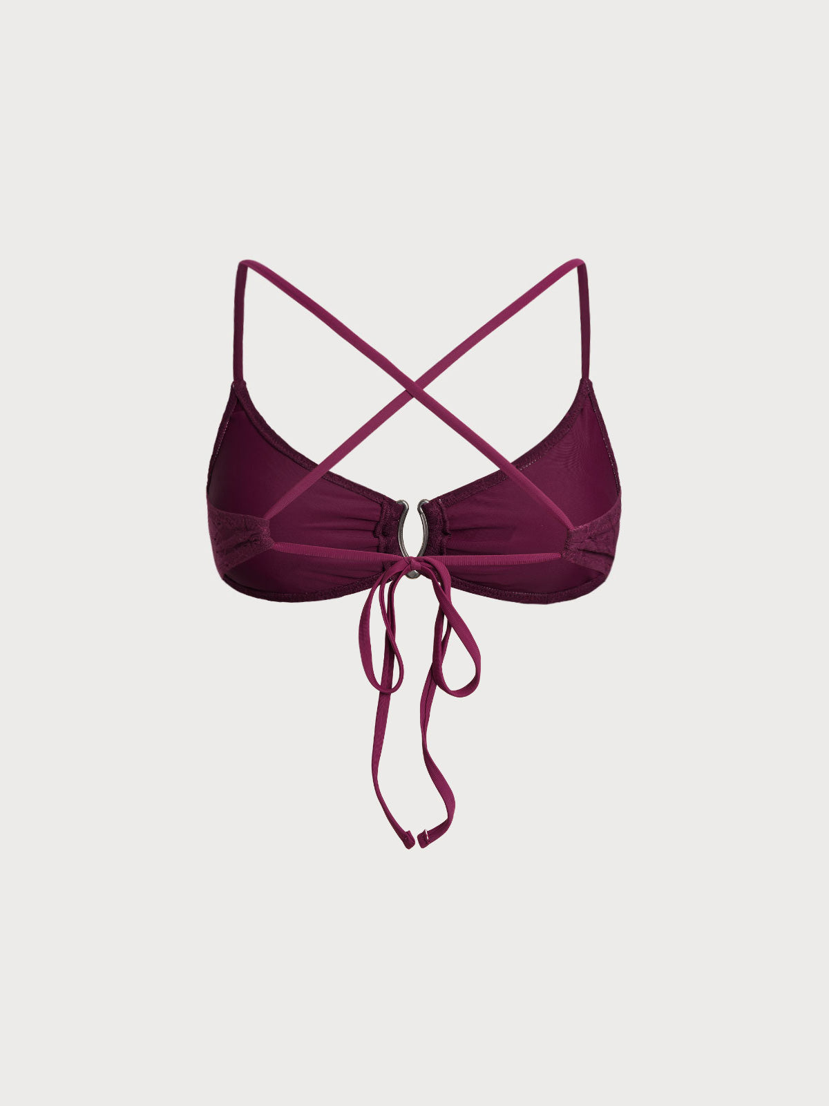 Burgundy Textured V-Ring Bikini Top