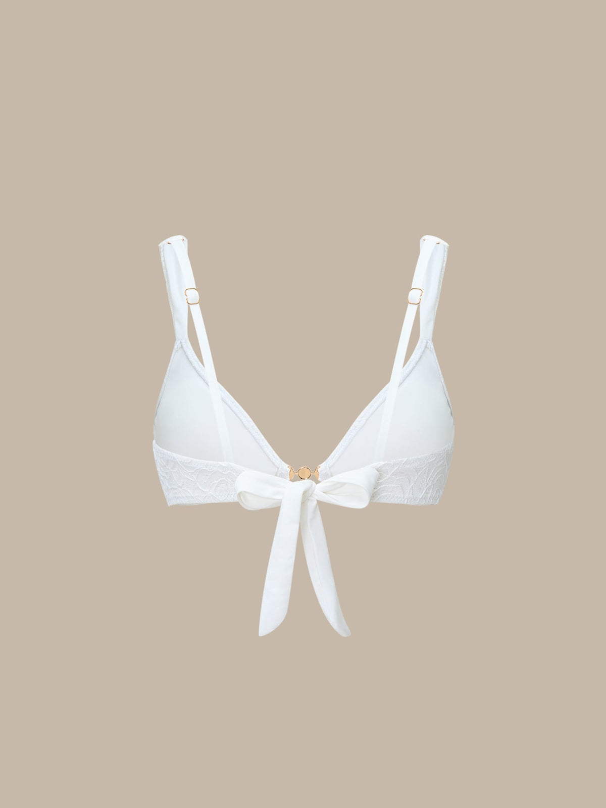White Textured Pearl-Accented Bikini Top