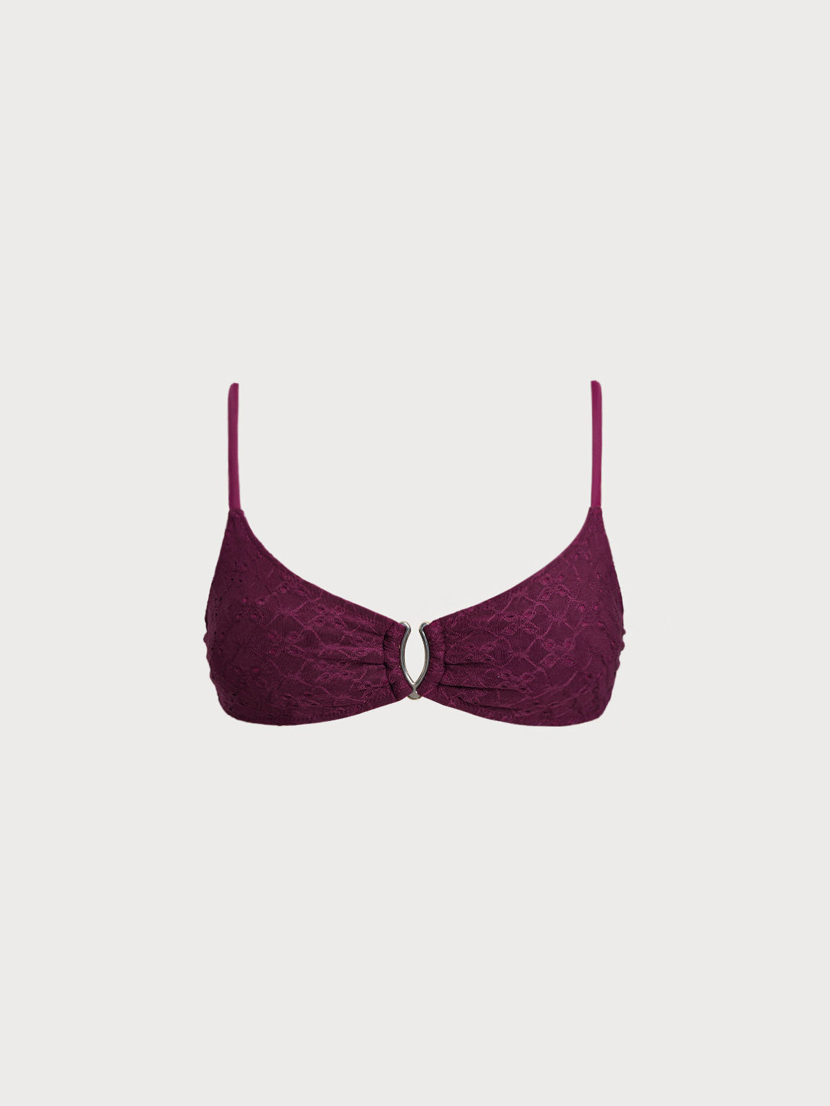 Burgundy Textured V-Ring Bikini Top
