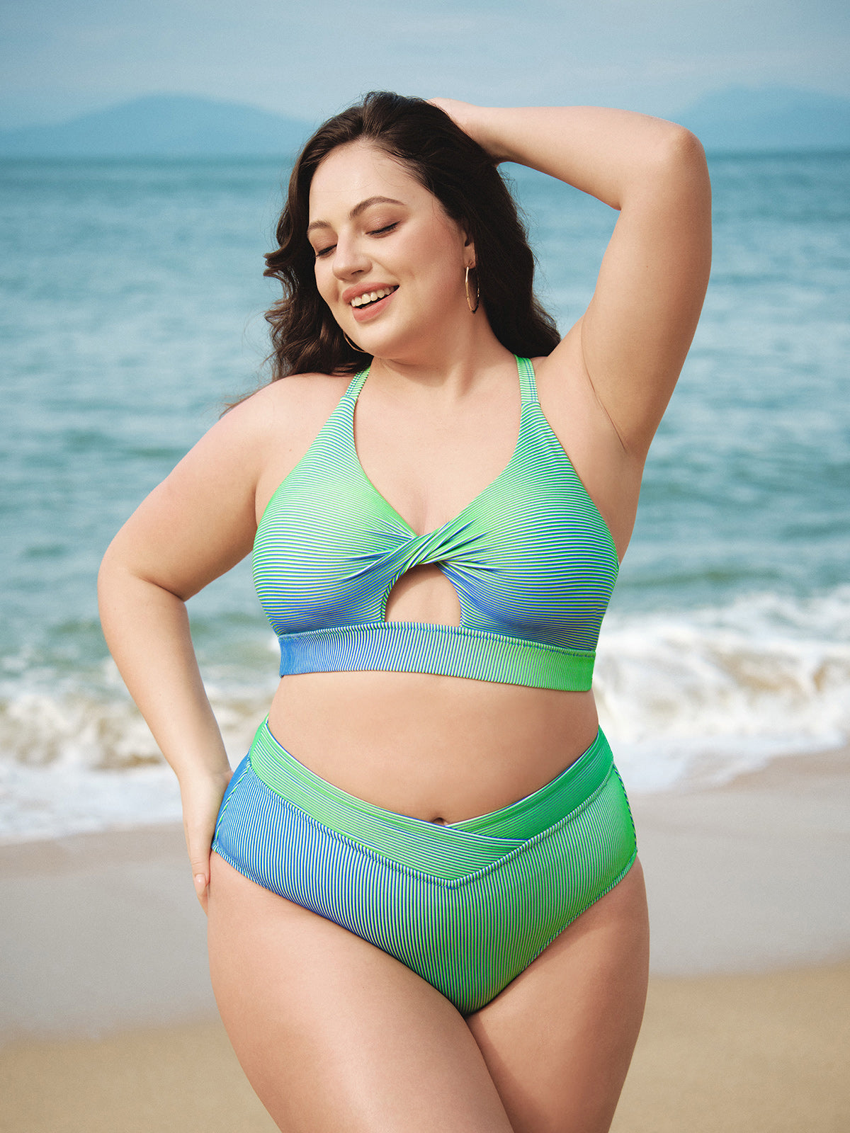 Green V Cut Plus Size Bikini Bottom
