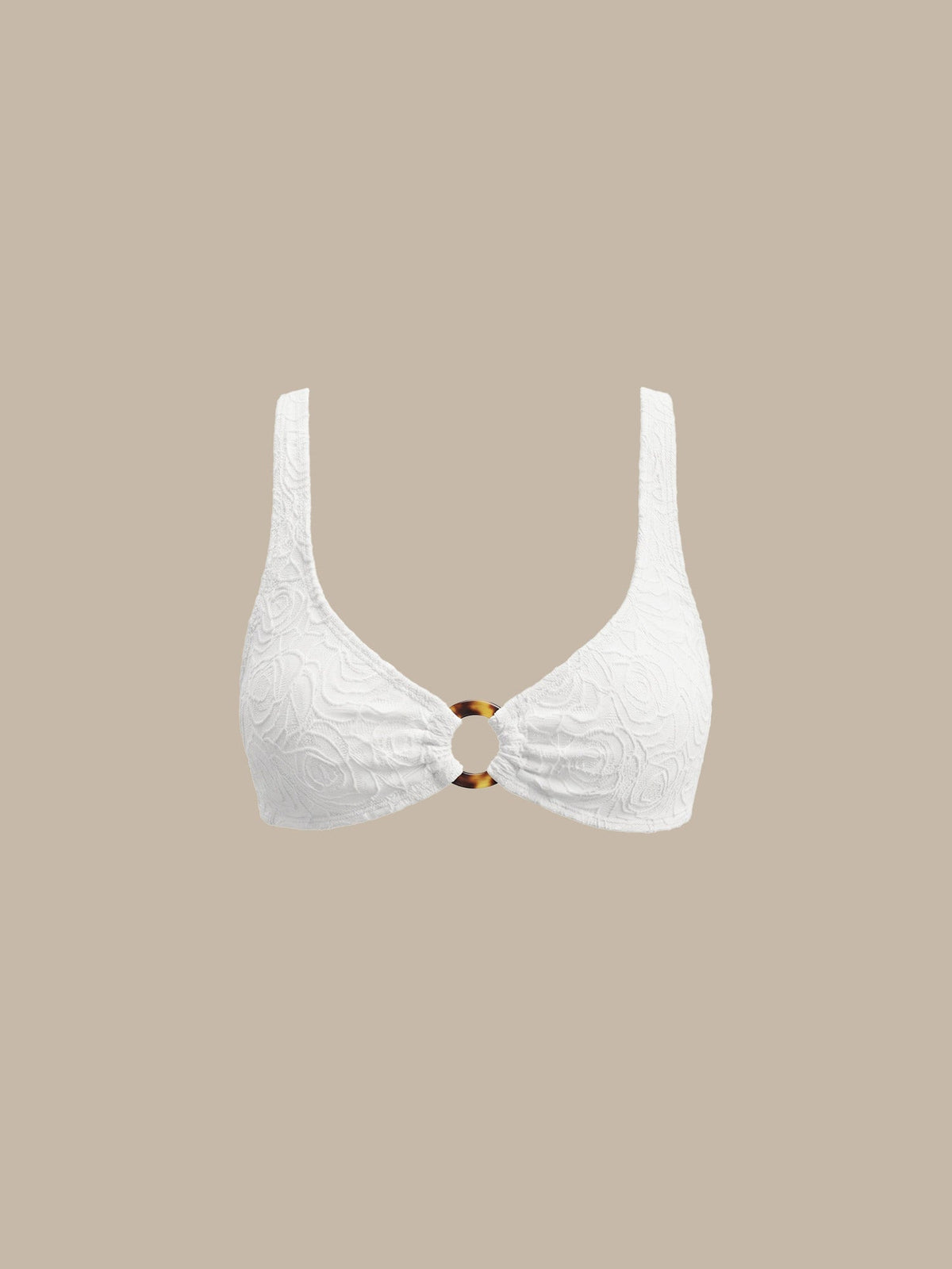 White Textured O-Ring X Cross Bikini Top